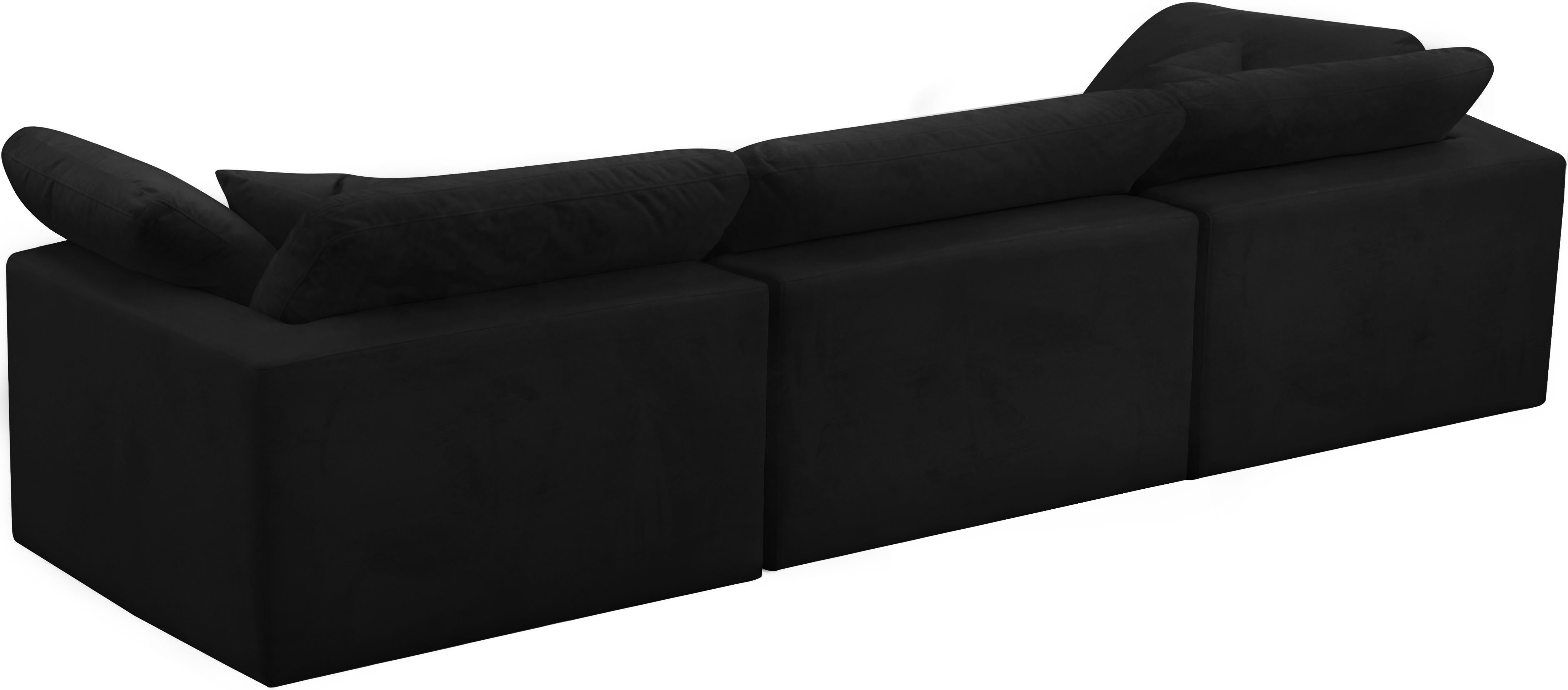 Cozy Black Velvet Cloud Modular Sofa