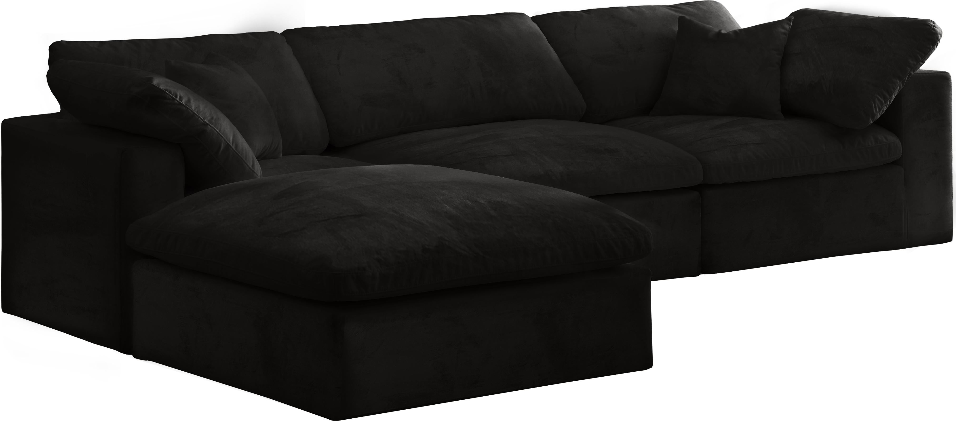 Cozy Black Velvet Cloud Modular Sectional