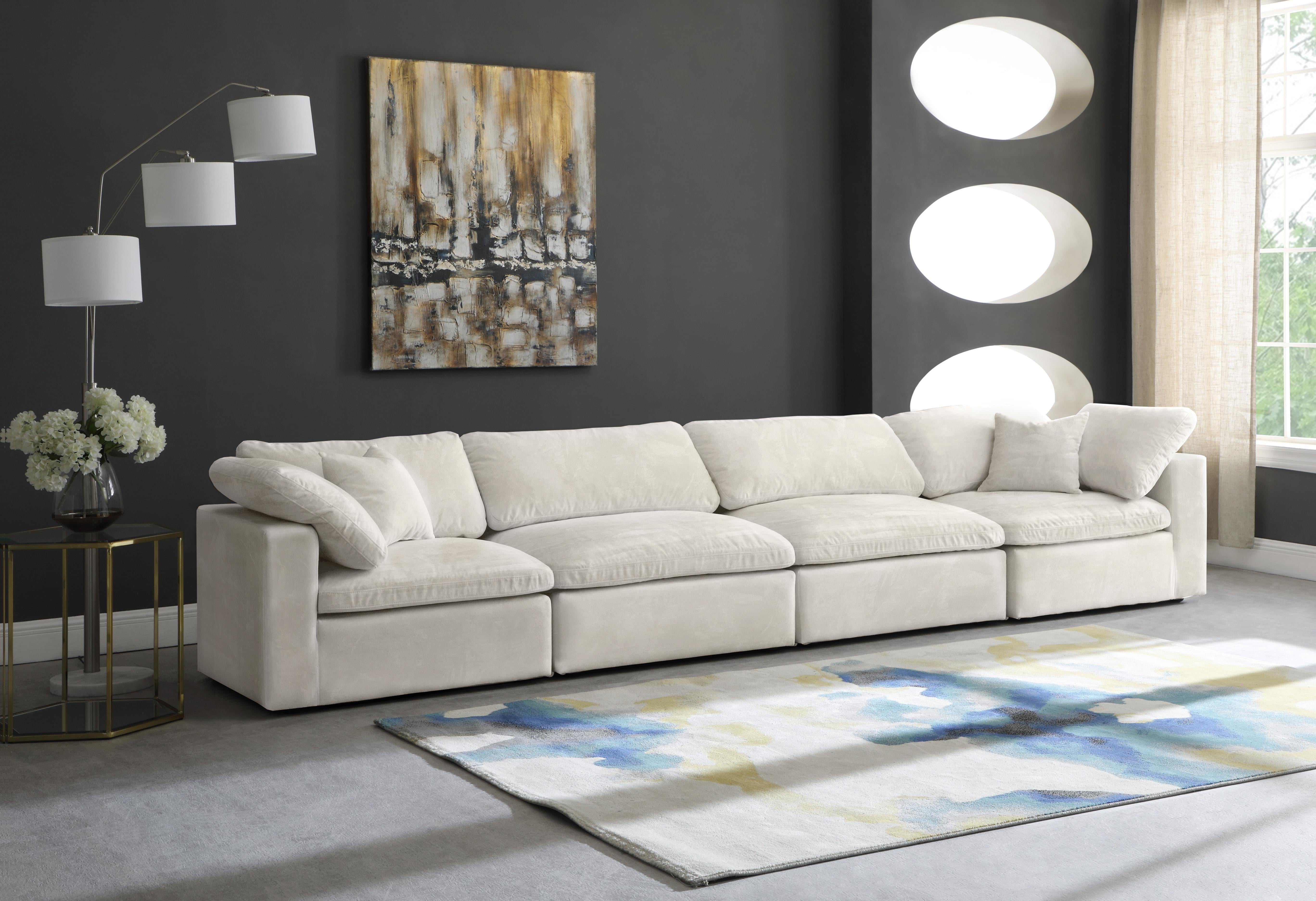 Cozy Cream Velvet Cloud Modular Sofa