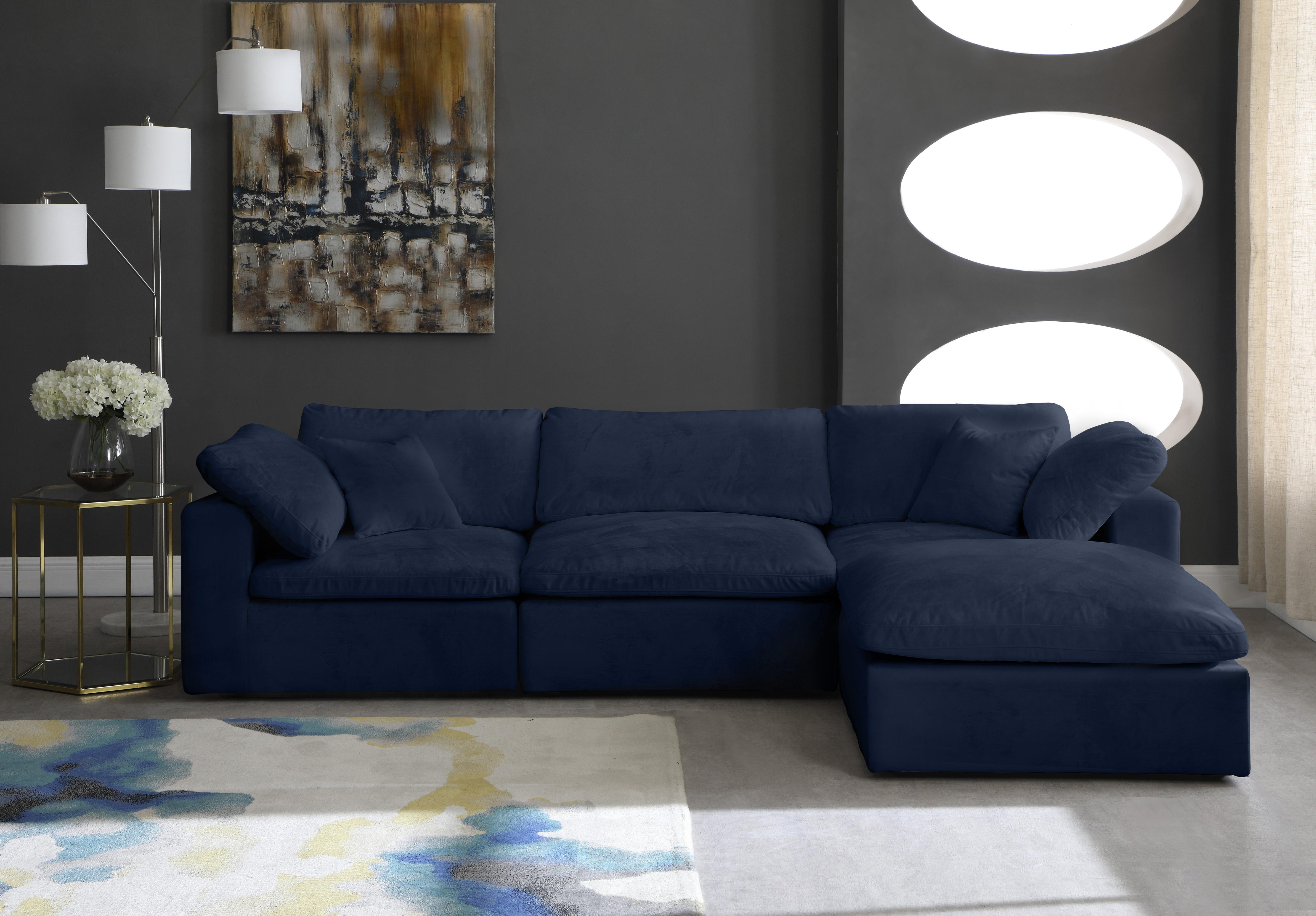 Cozy Navy Velvet Cloud Modular Sectional