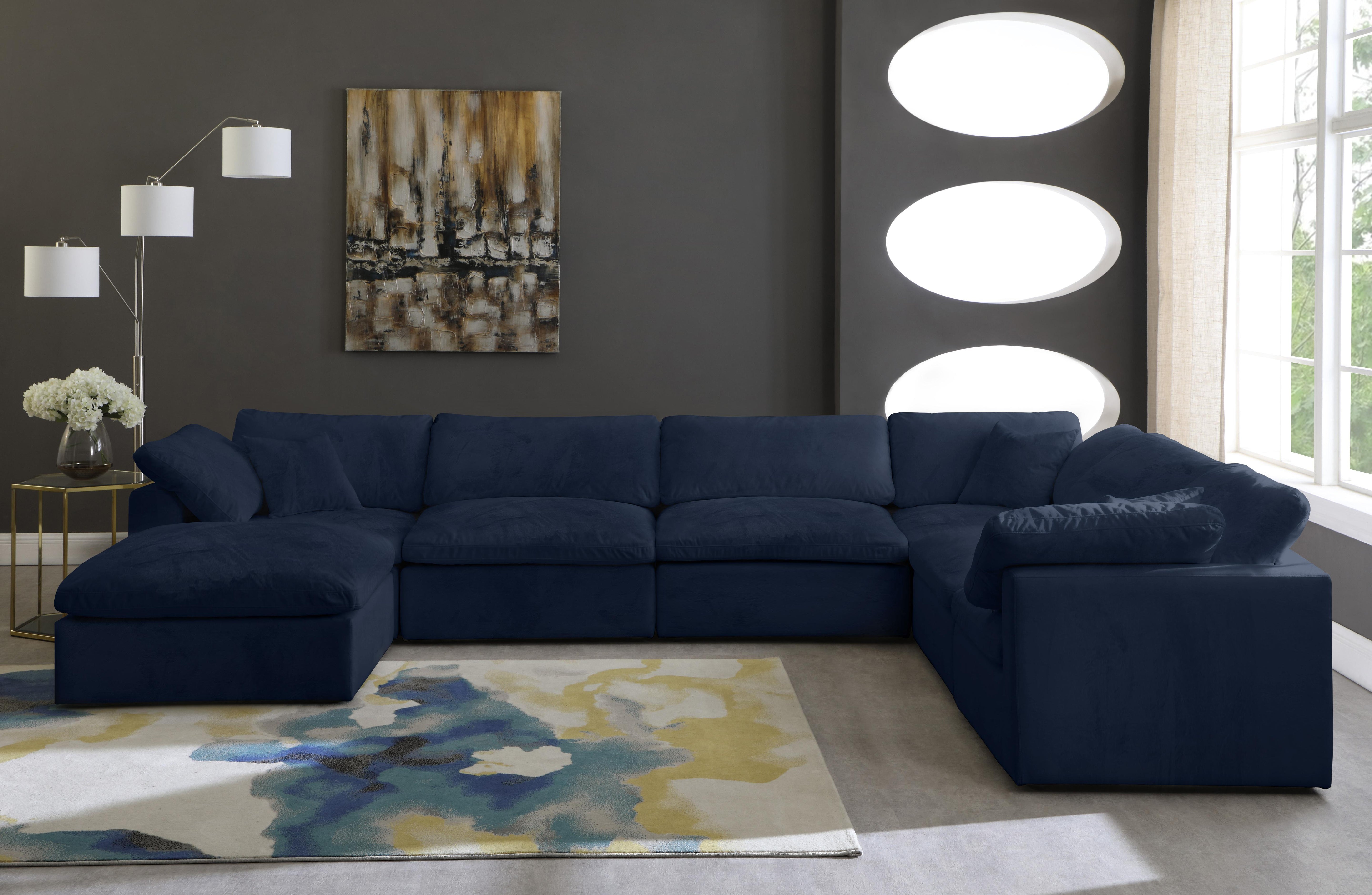 Cozy Navy Velvet Cloud Modular Sectional