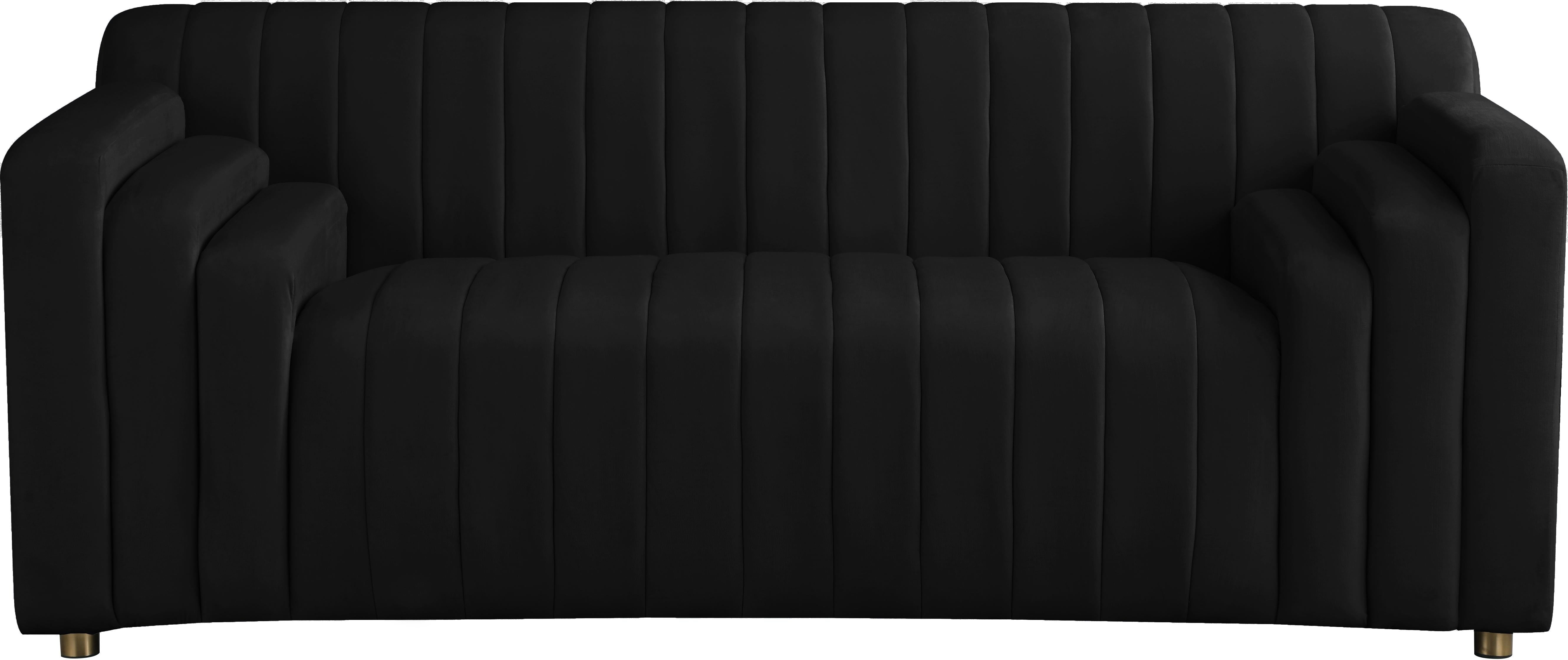 Naya Black Velvet Loveseat