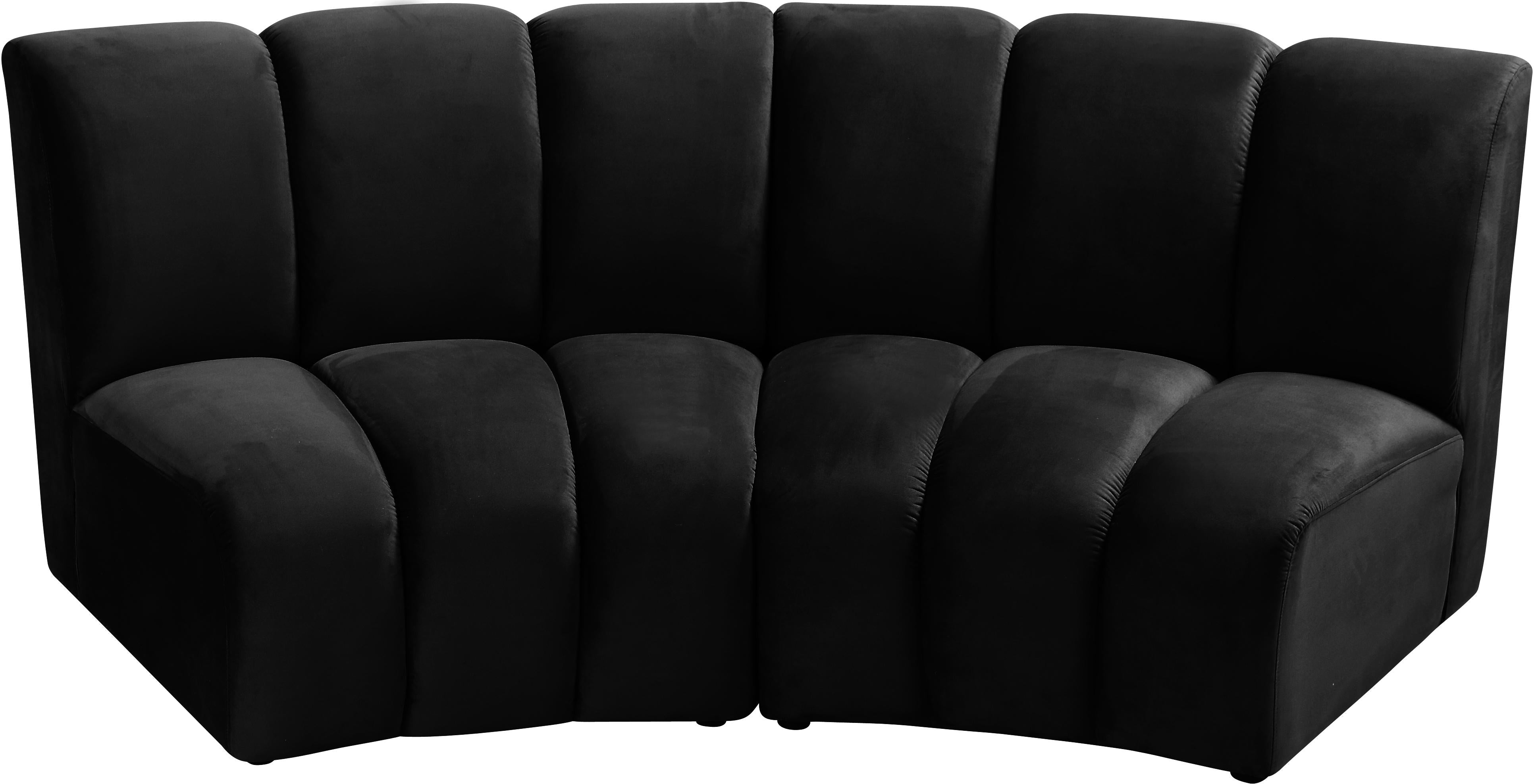 Infinity Black Velvet 2pc. Modular Sectional