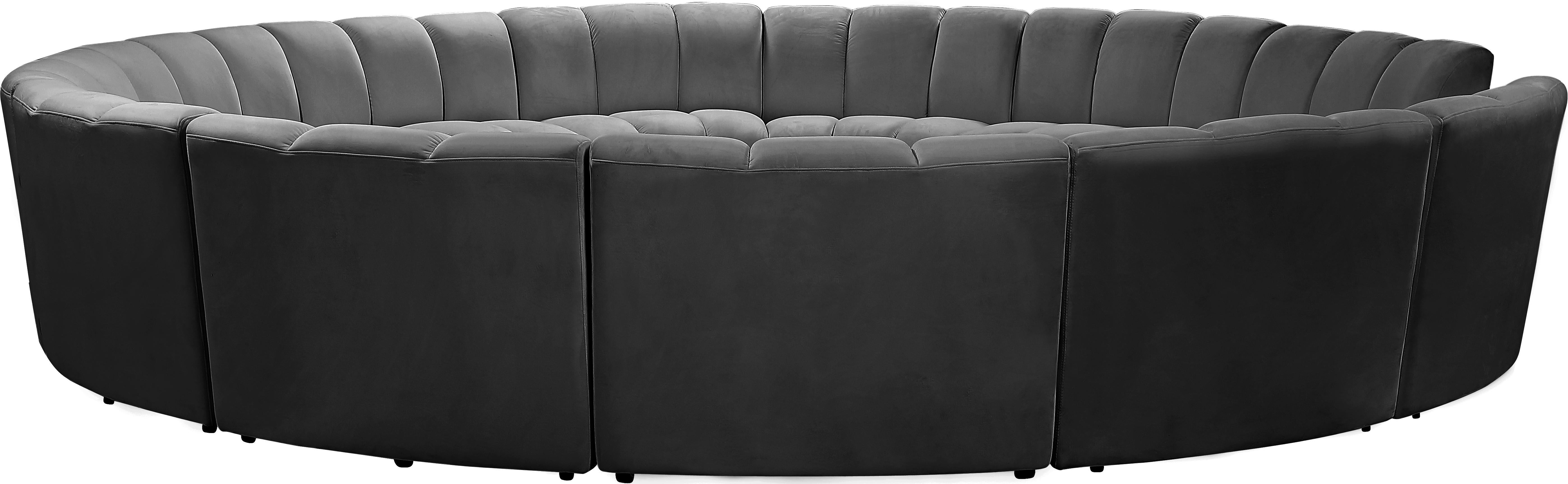 Infinity Grey Velvet 12pc. Modular Sectional