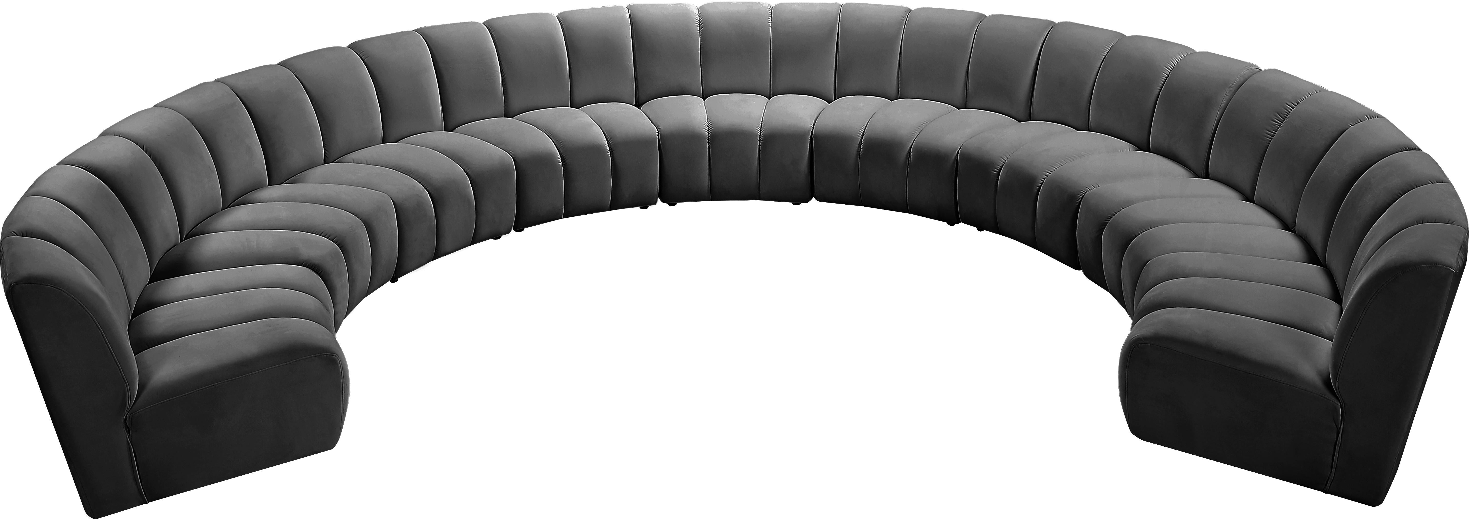 Infinity Grey Velvet 9pc. Modular Sectional