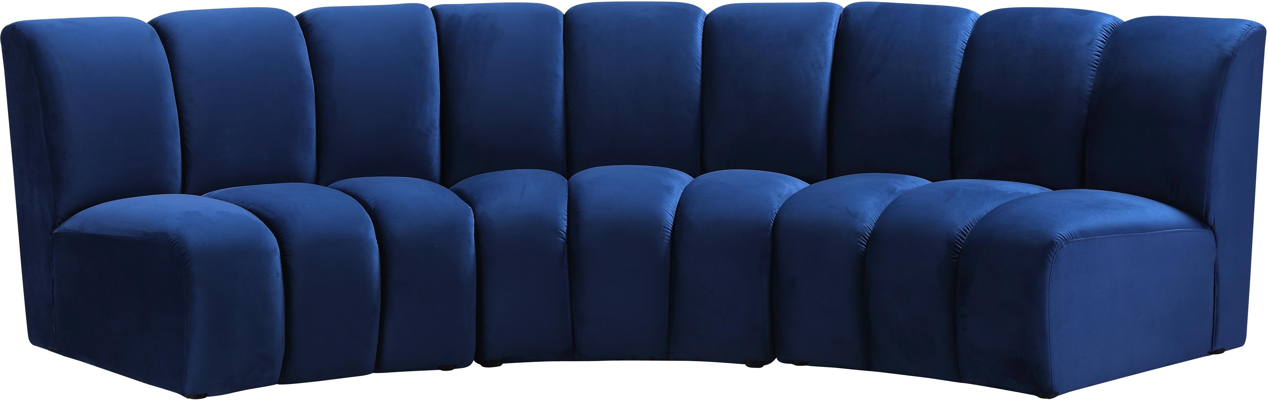 Infinity Navy Velvet 3pc. Modular Sectional image