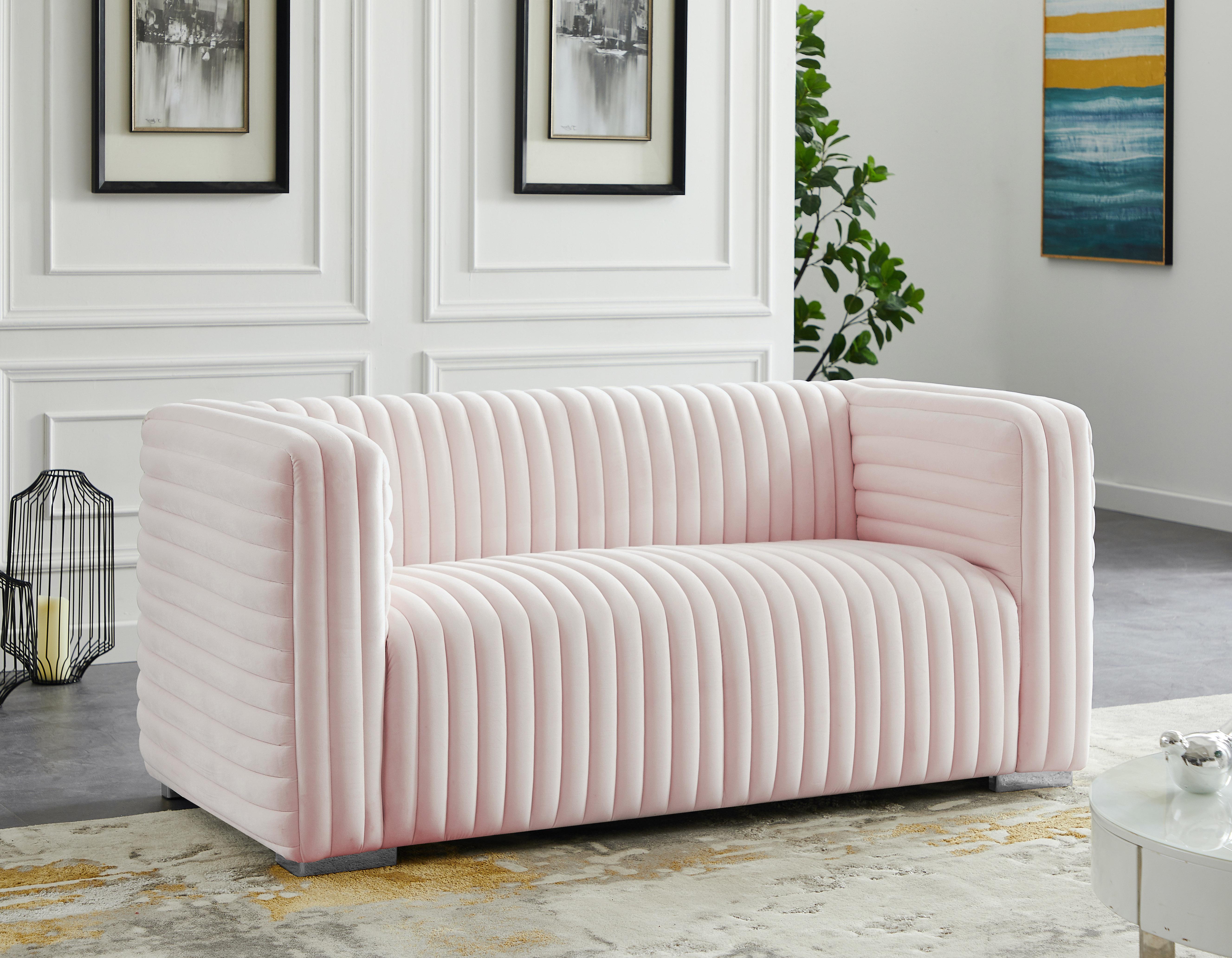 Ravish Pink Velvet Loveseat