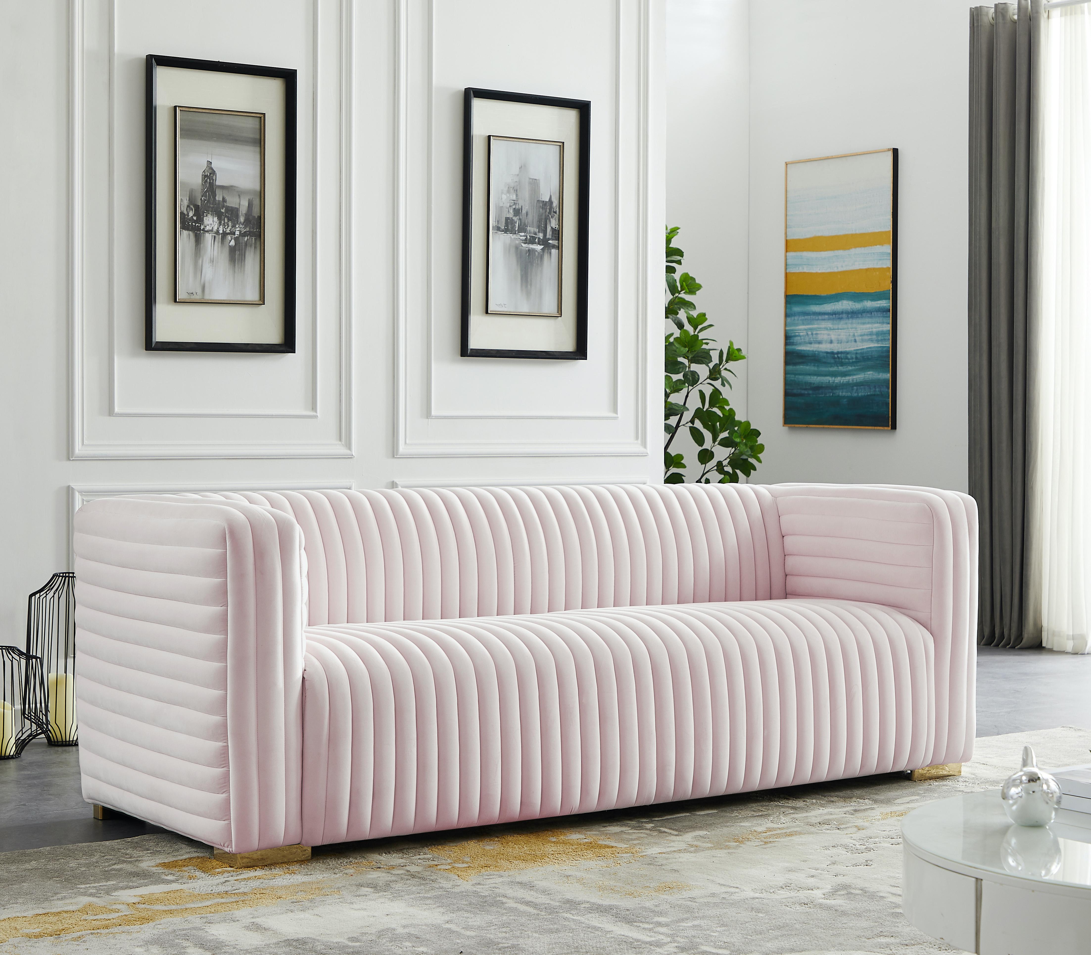 Ravish Pink Velvet Sofa