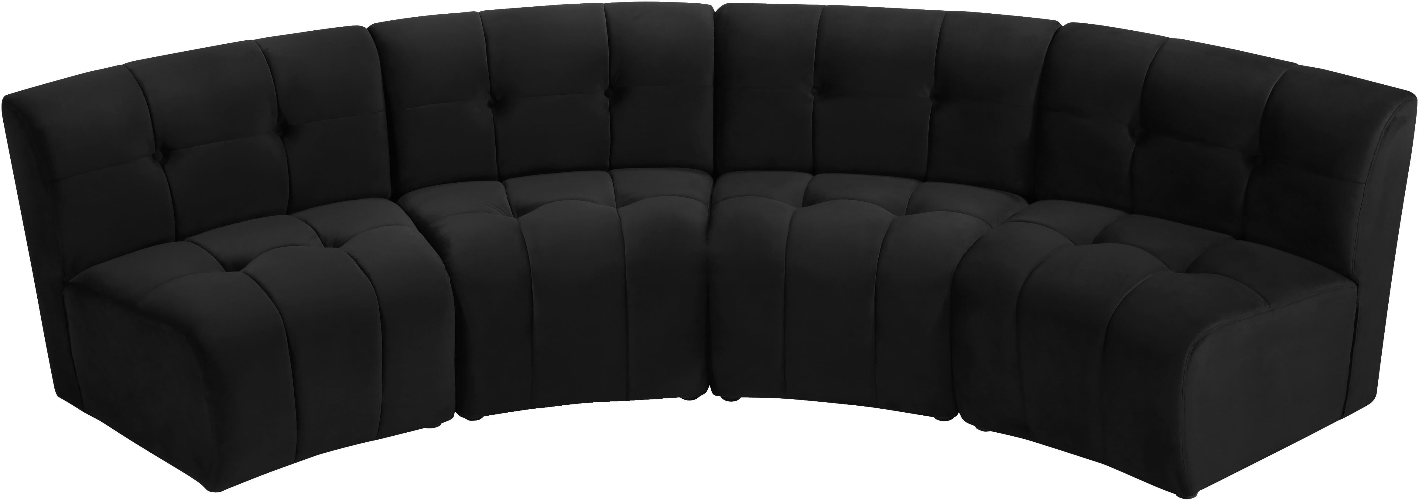 Limitless Black Velvet 4pc. Modular Sectional