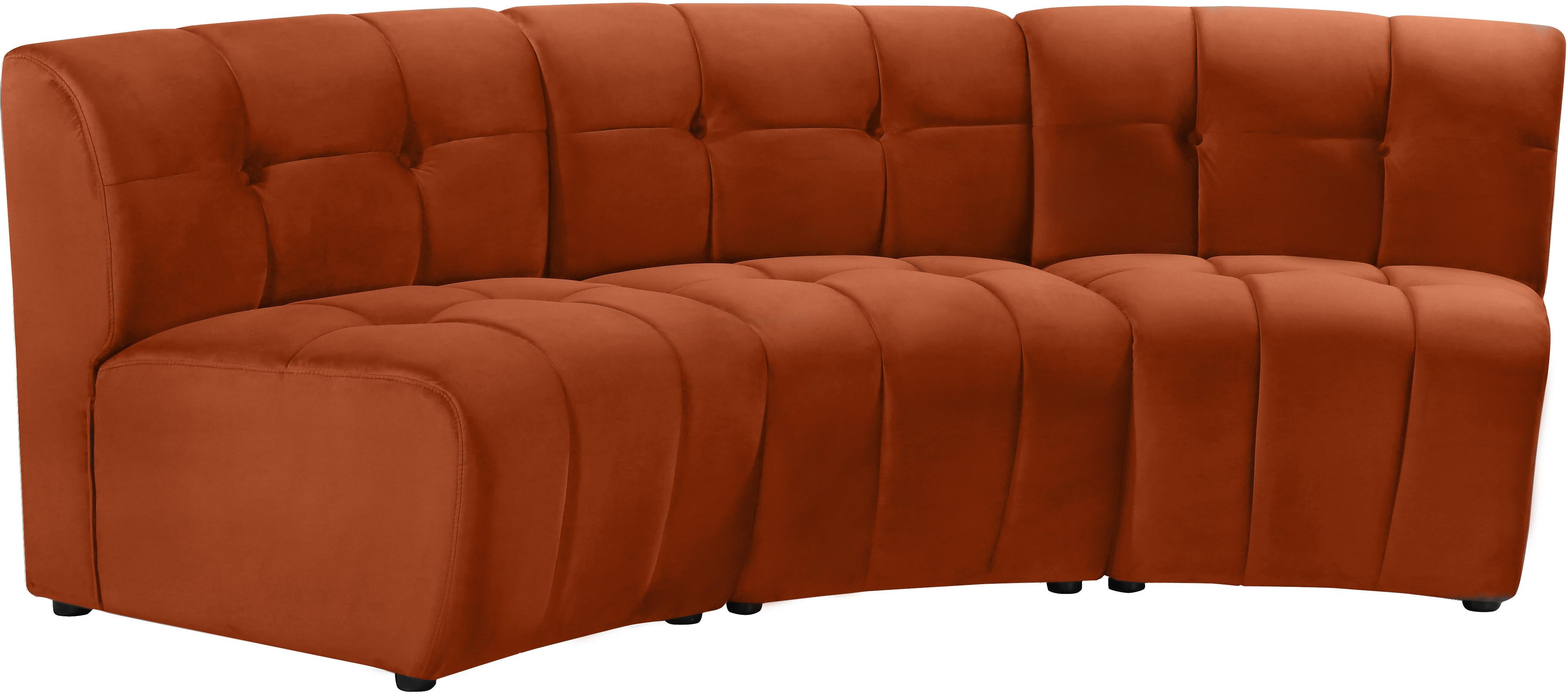 Limitless Cognac Velvet 3pc. Modular Sectional