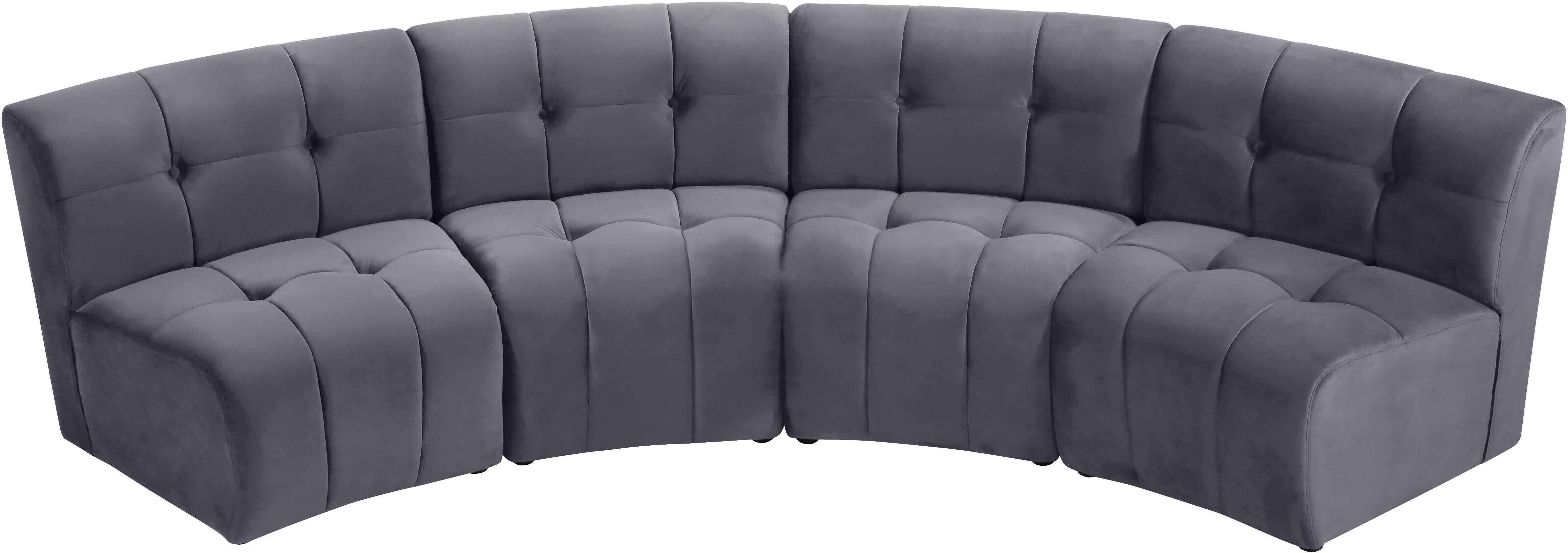 Limitless Grey Velvet 4pc. Modular Sectional