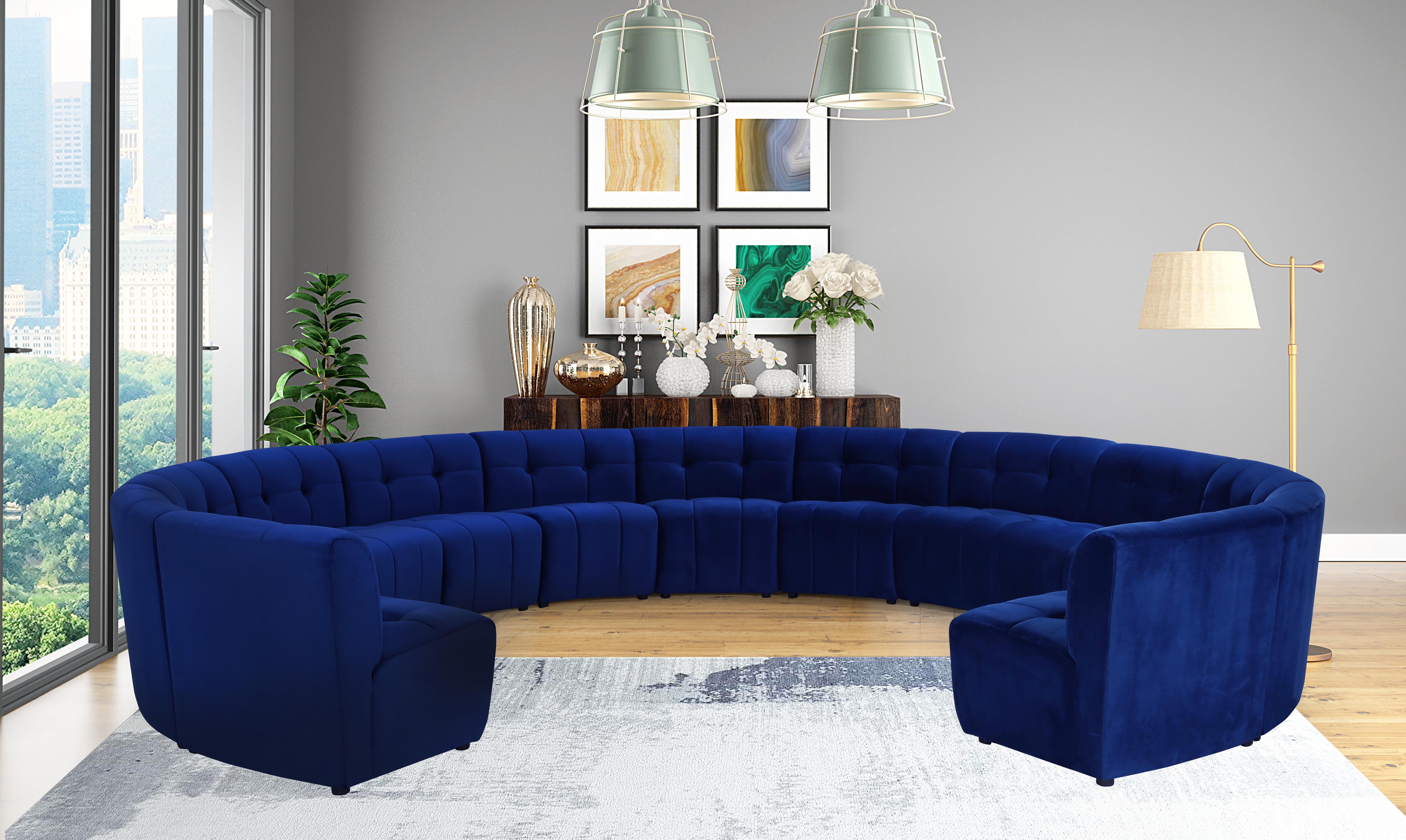 Limitless Navy Velvet 13pc. Modular Sectional