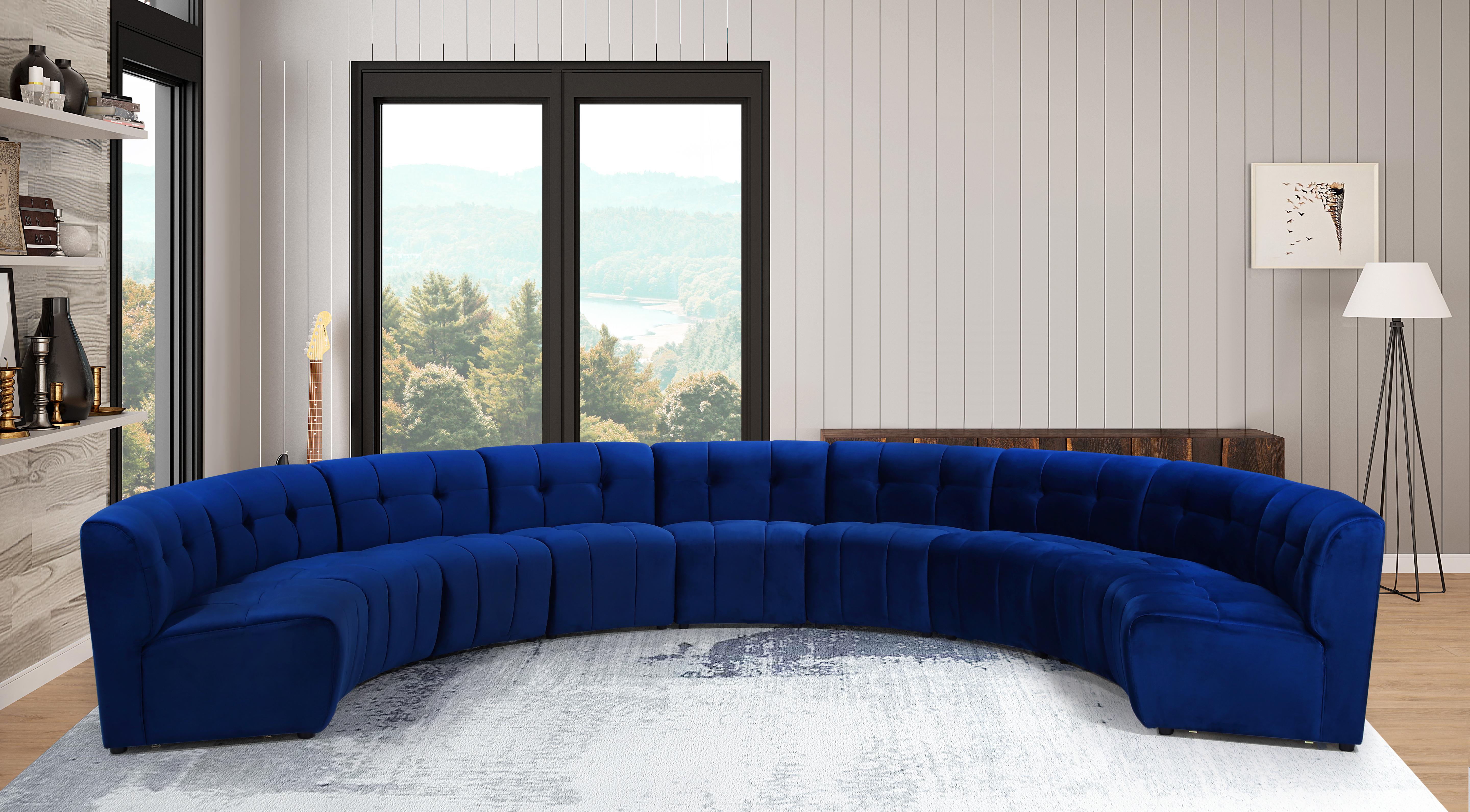 Limitless Navy Velvet 9pc. Modular Sectional