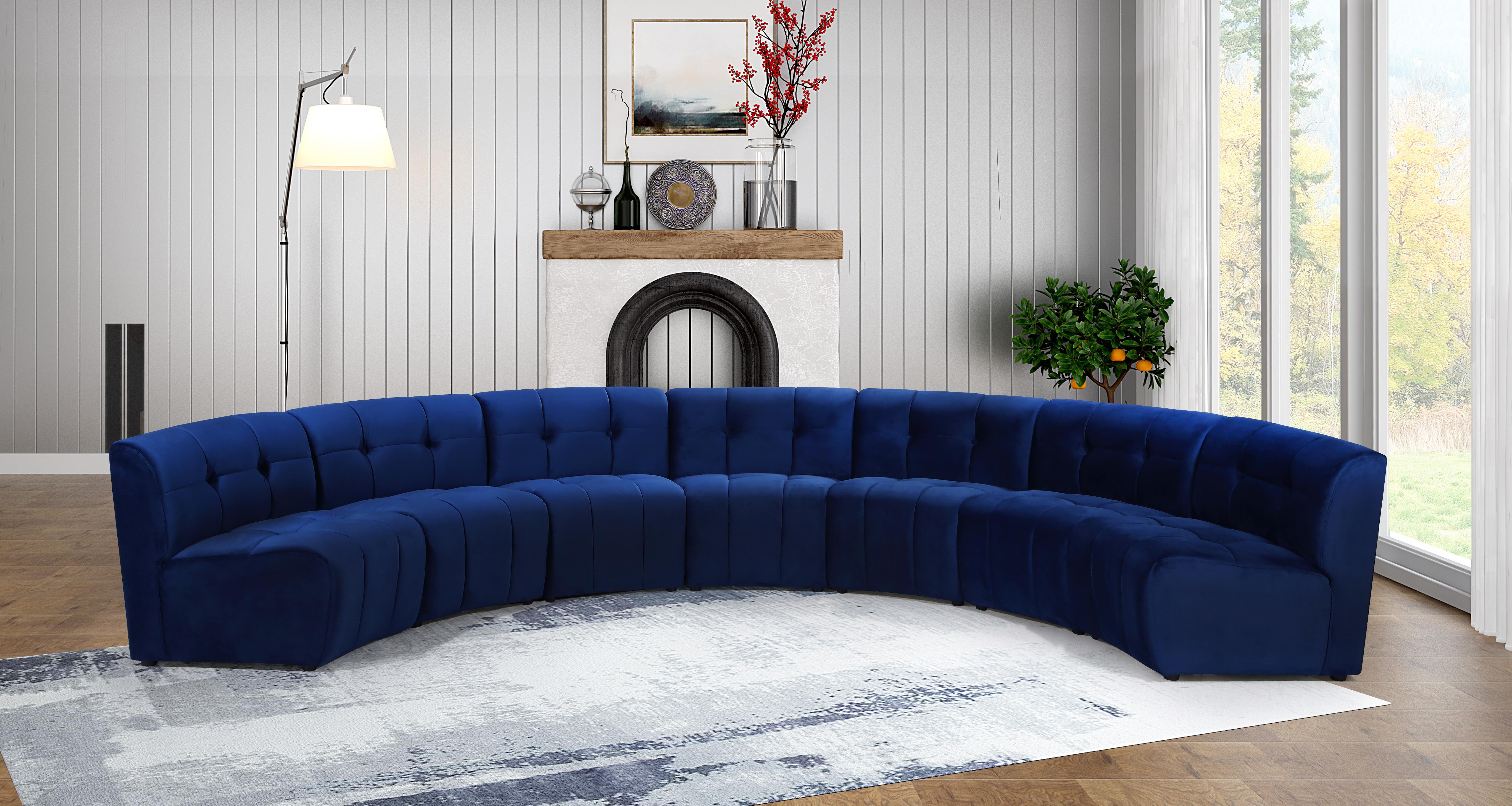 Limitless Navy Velvet 7pc. Modular Sectional