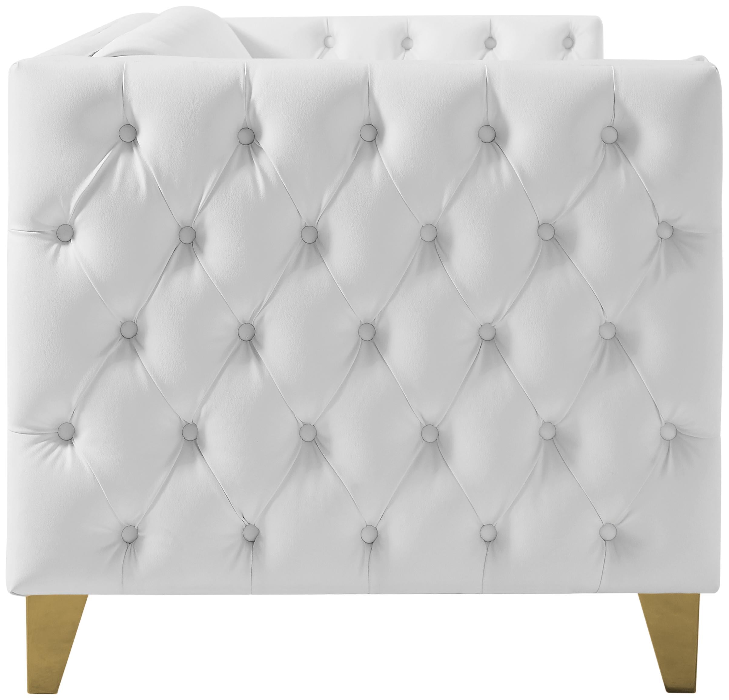 Michelle White Faux Leather Loveseat