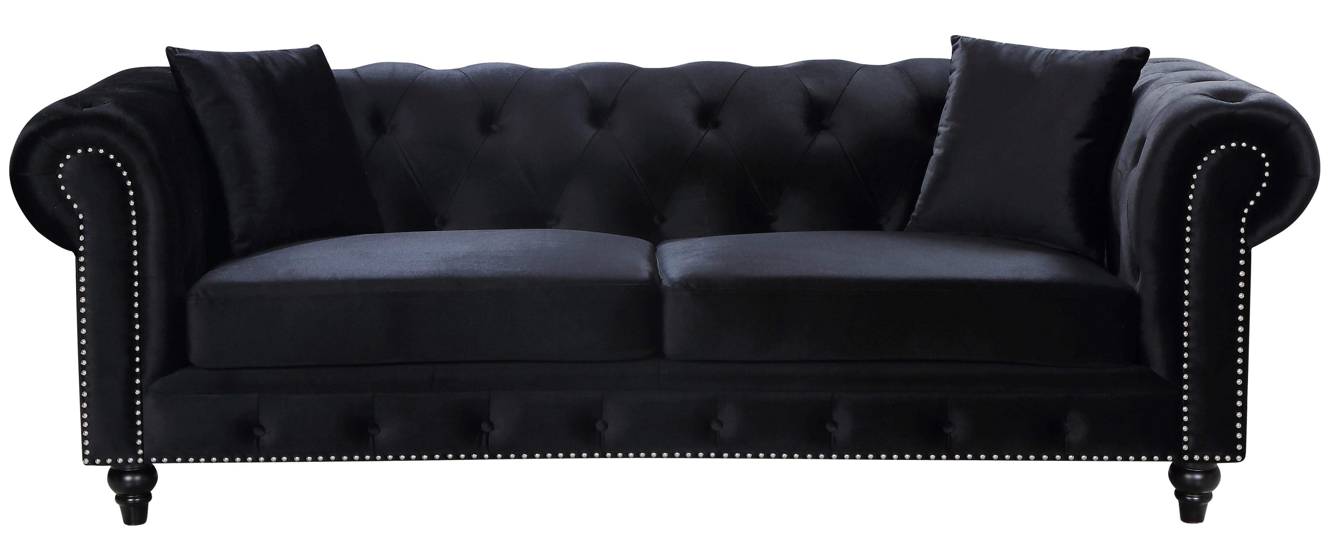 Chesterfield Black Velvet Sofa