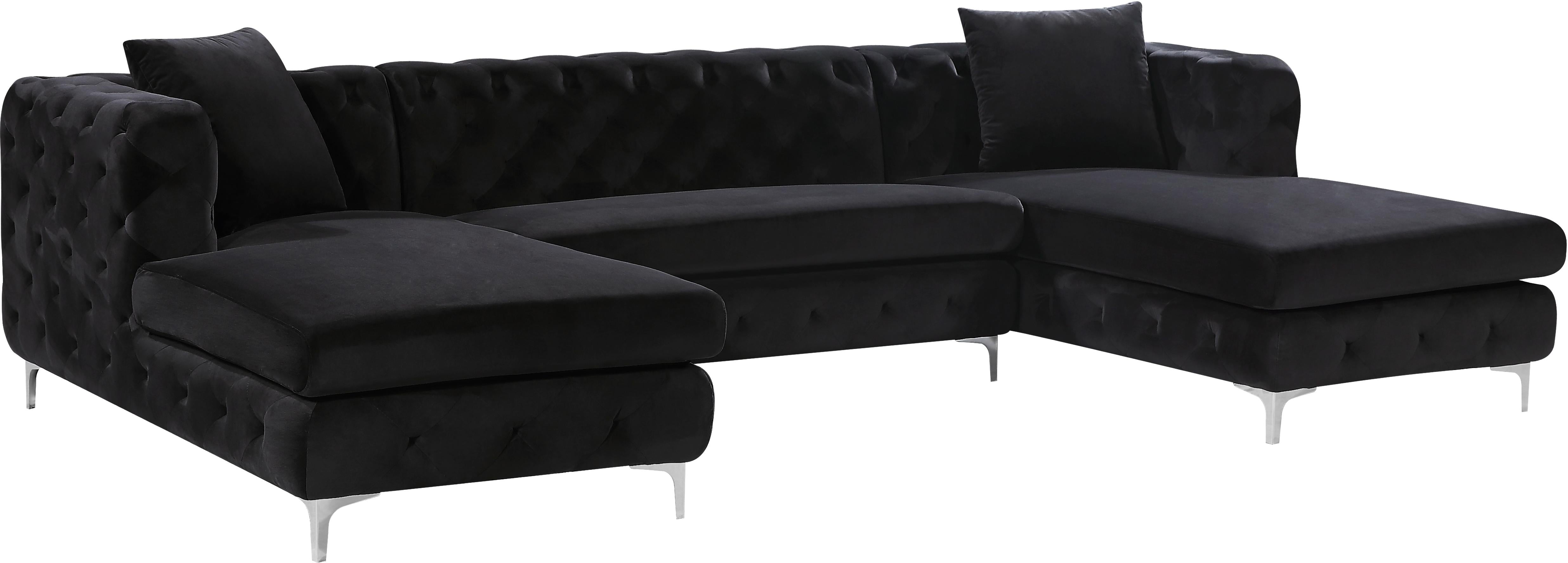 Gail Black Velvet 3pc. Sectional image