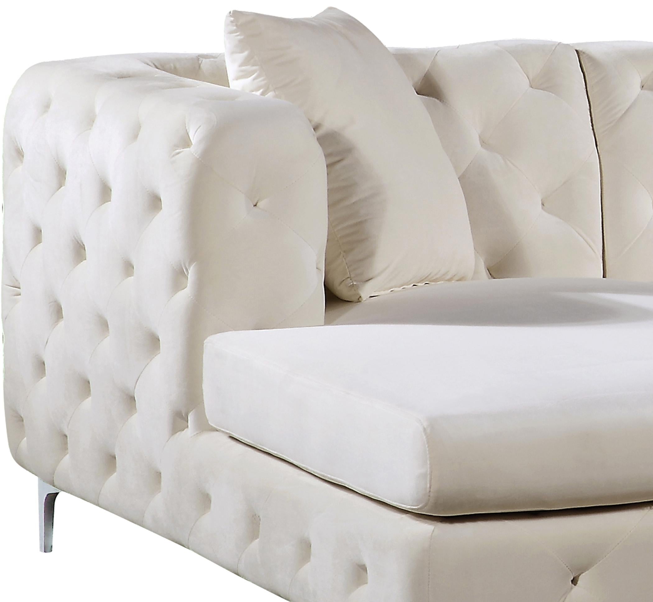 Gail Cream Velvet 3pc. Sectional