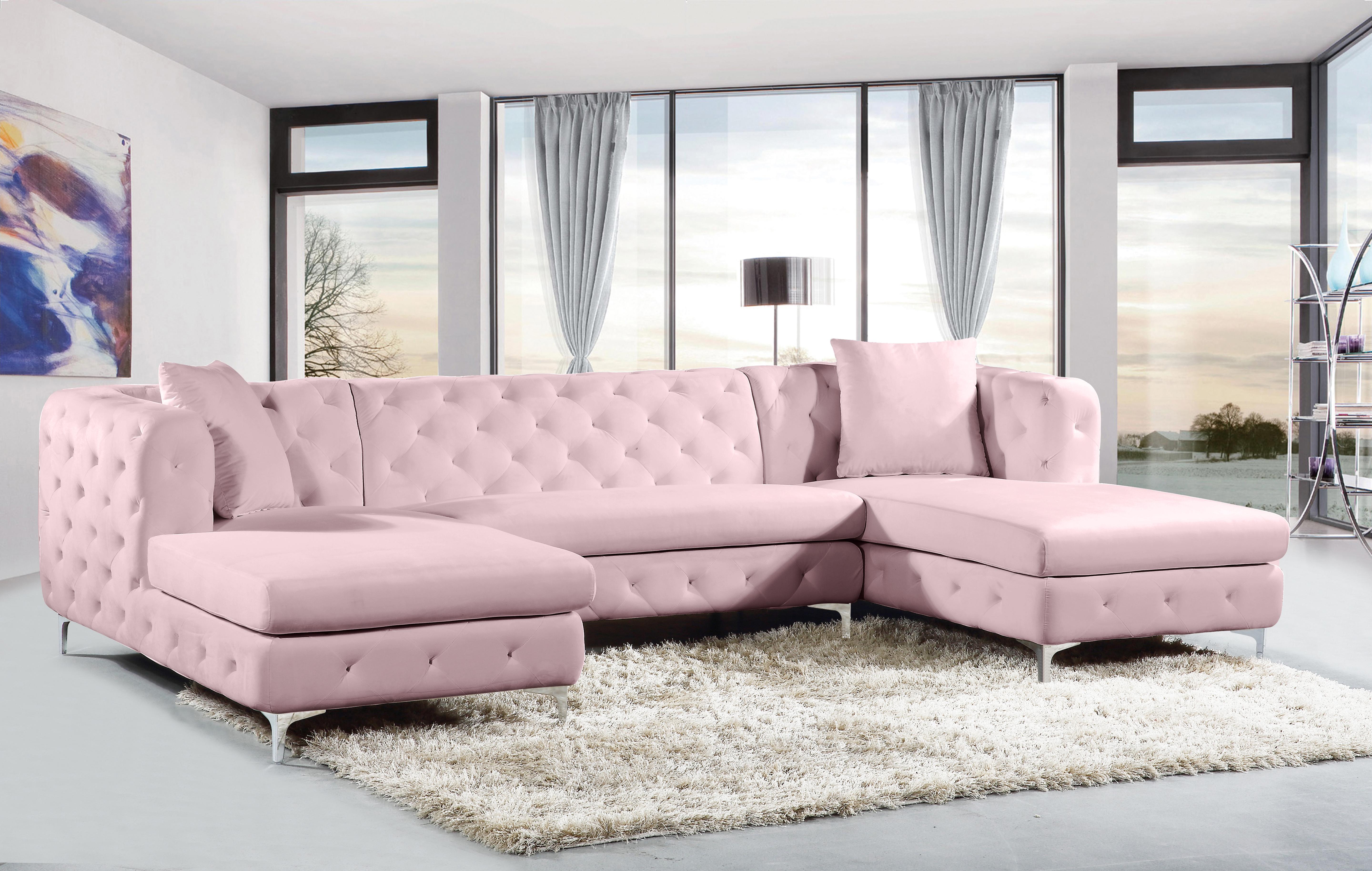 Gail Pink Velvet 3pc. Sectional