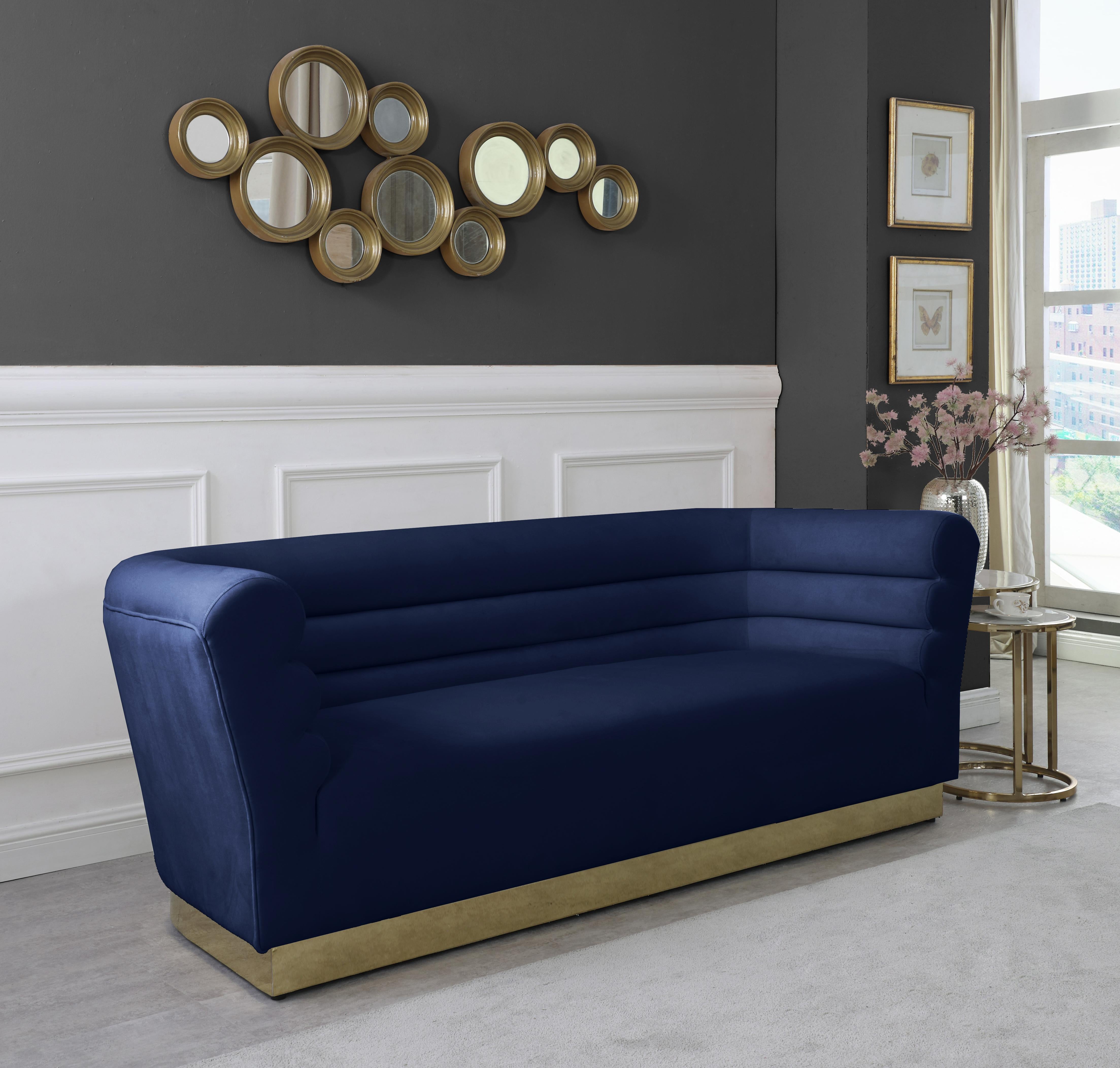 Bellini Navy Velvet Sofa