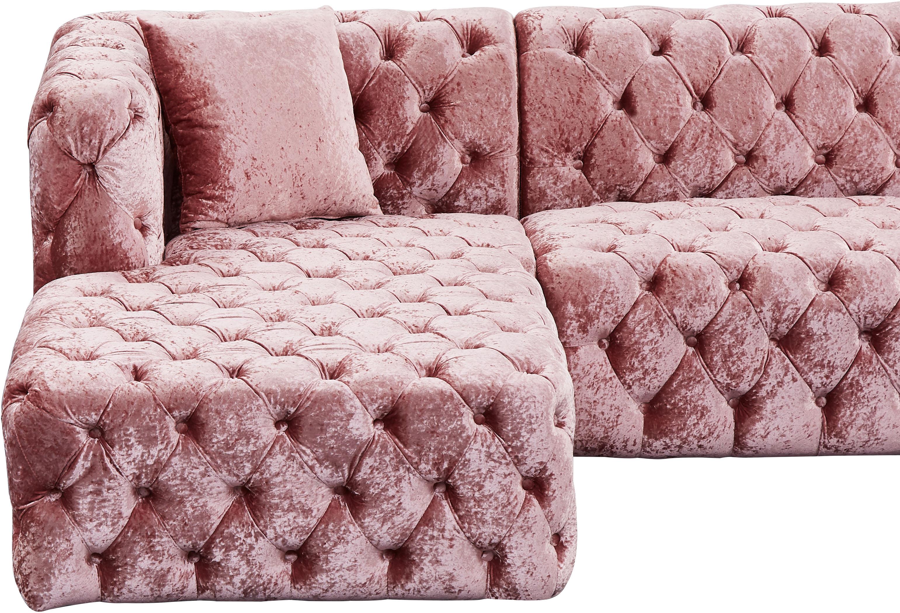 Coco Pink Velvet 3pc. Sectional (3 Boxes)