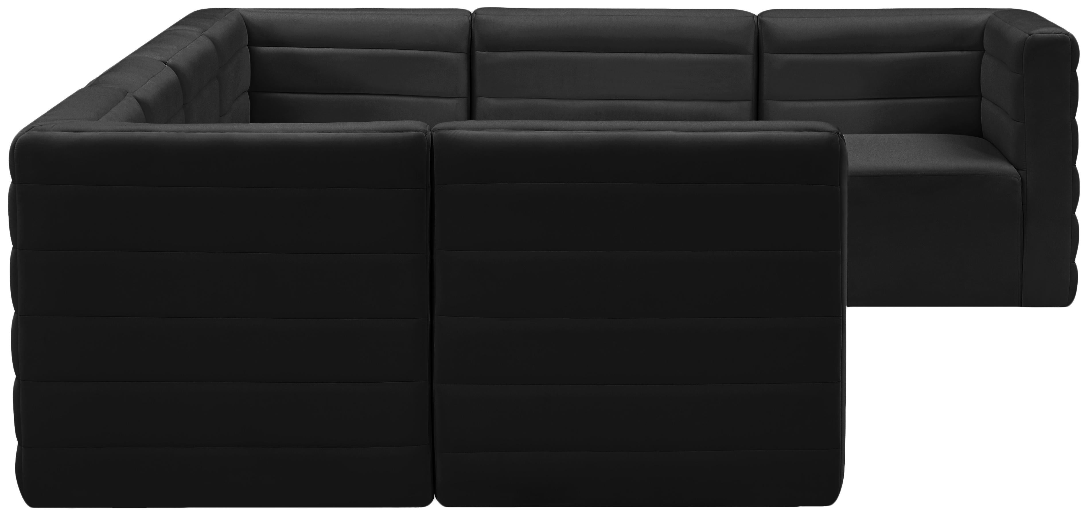 Quincy Black Velvet Modular Sectional