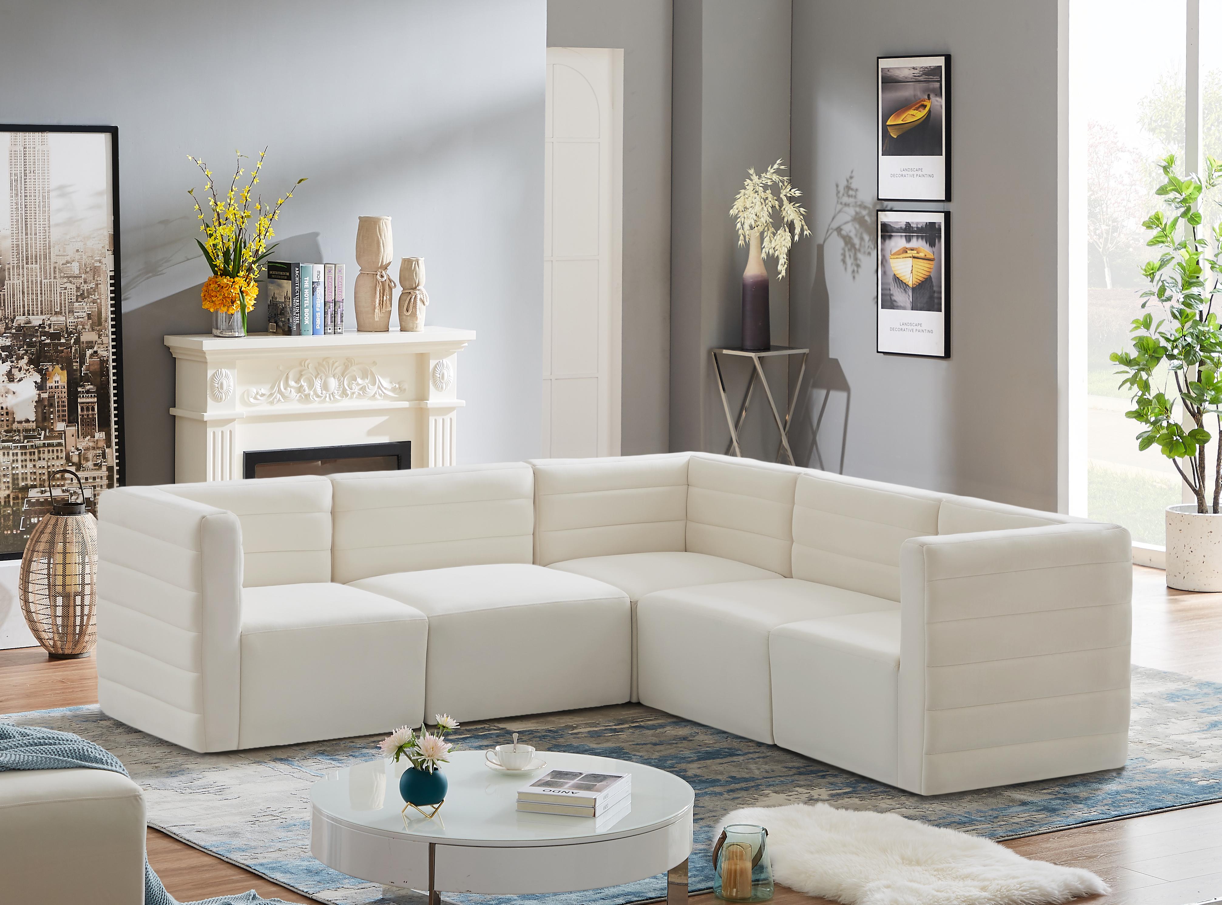 Quincy Cream Velvet Modular Sectional