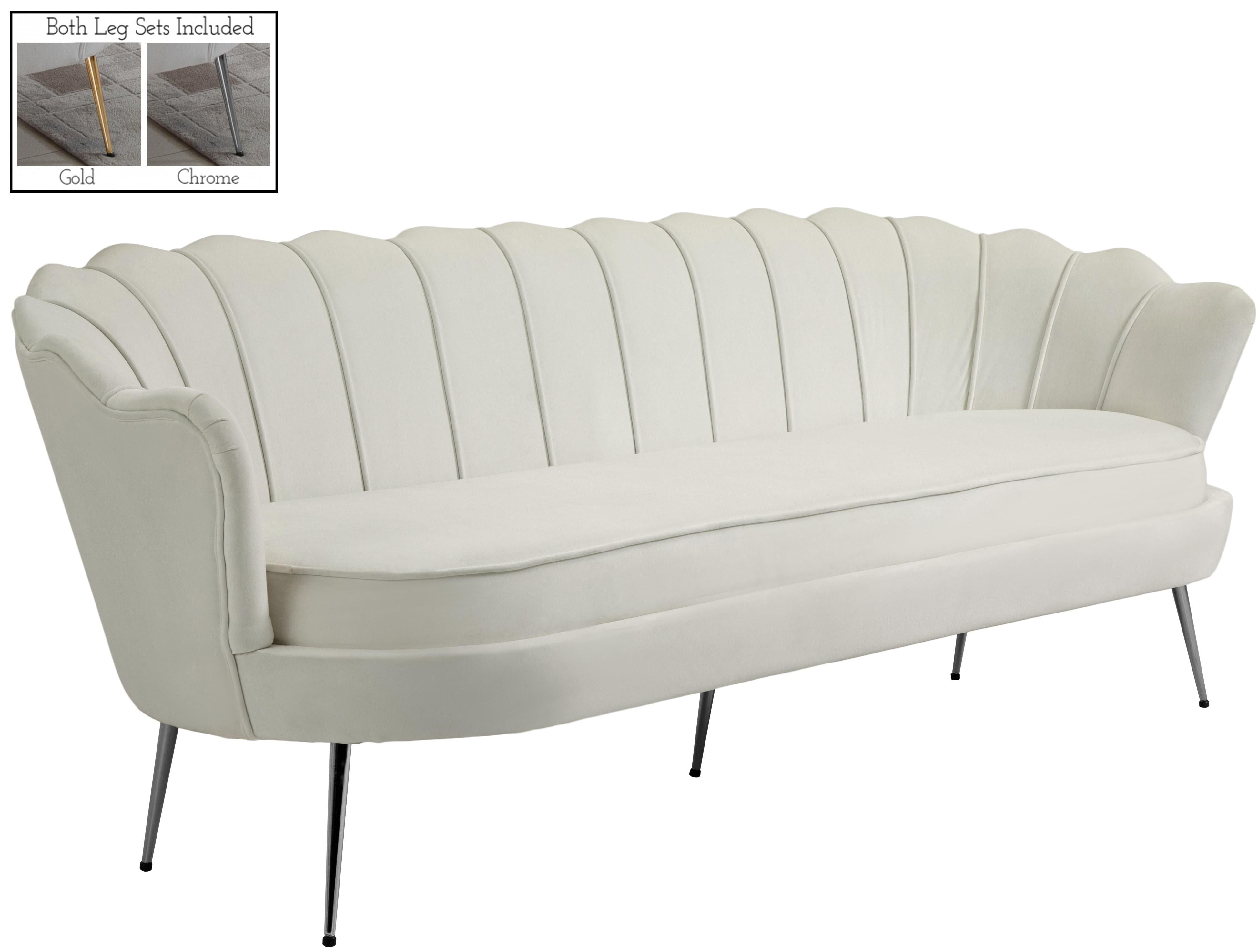 Gardenia Cream Velvet Sofa