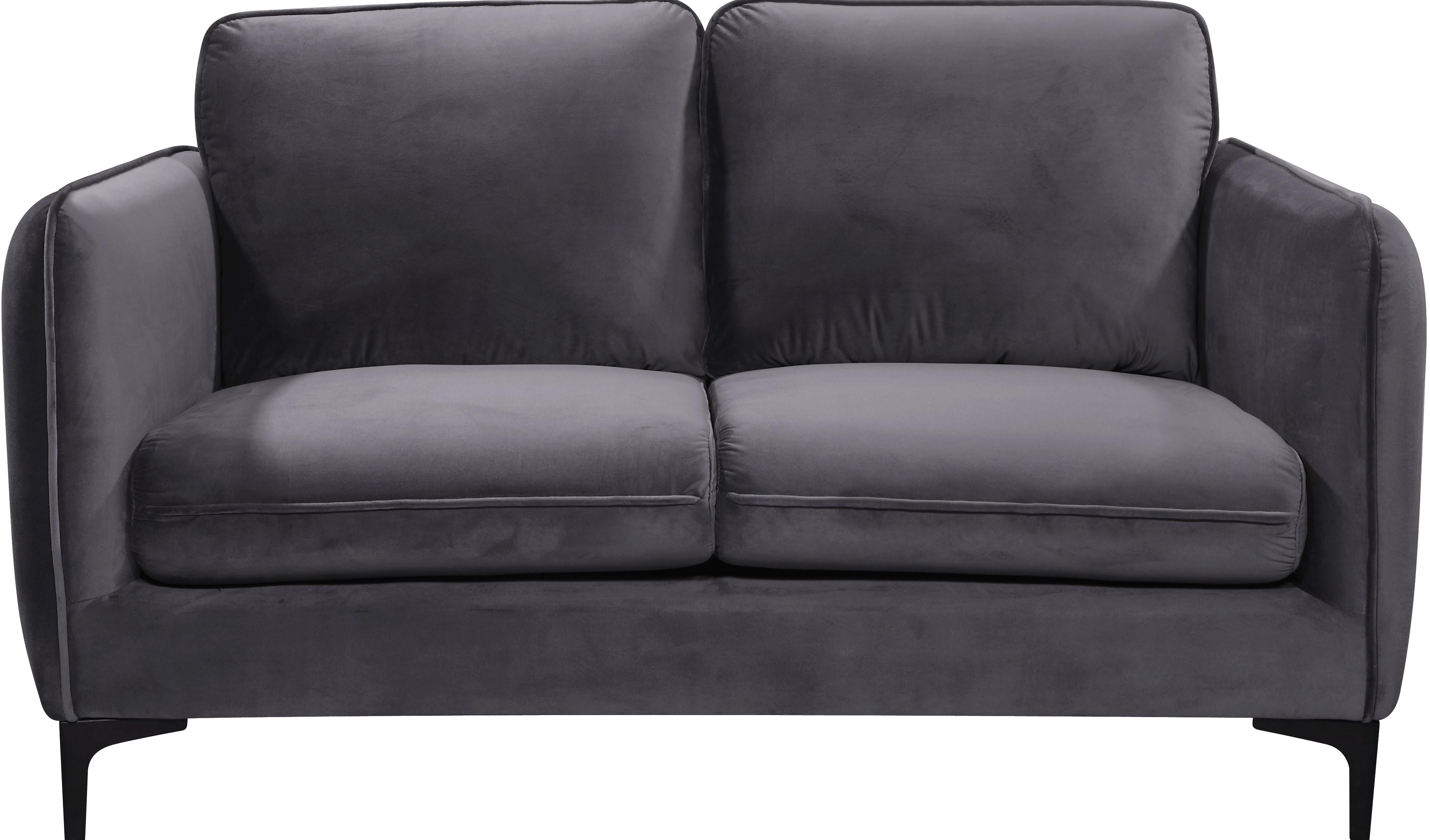 Poppy Grey Velvet Loveseat