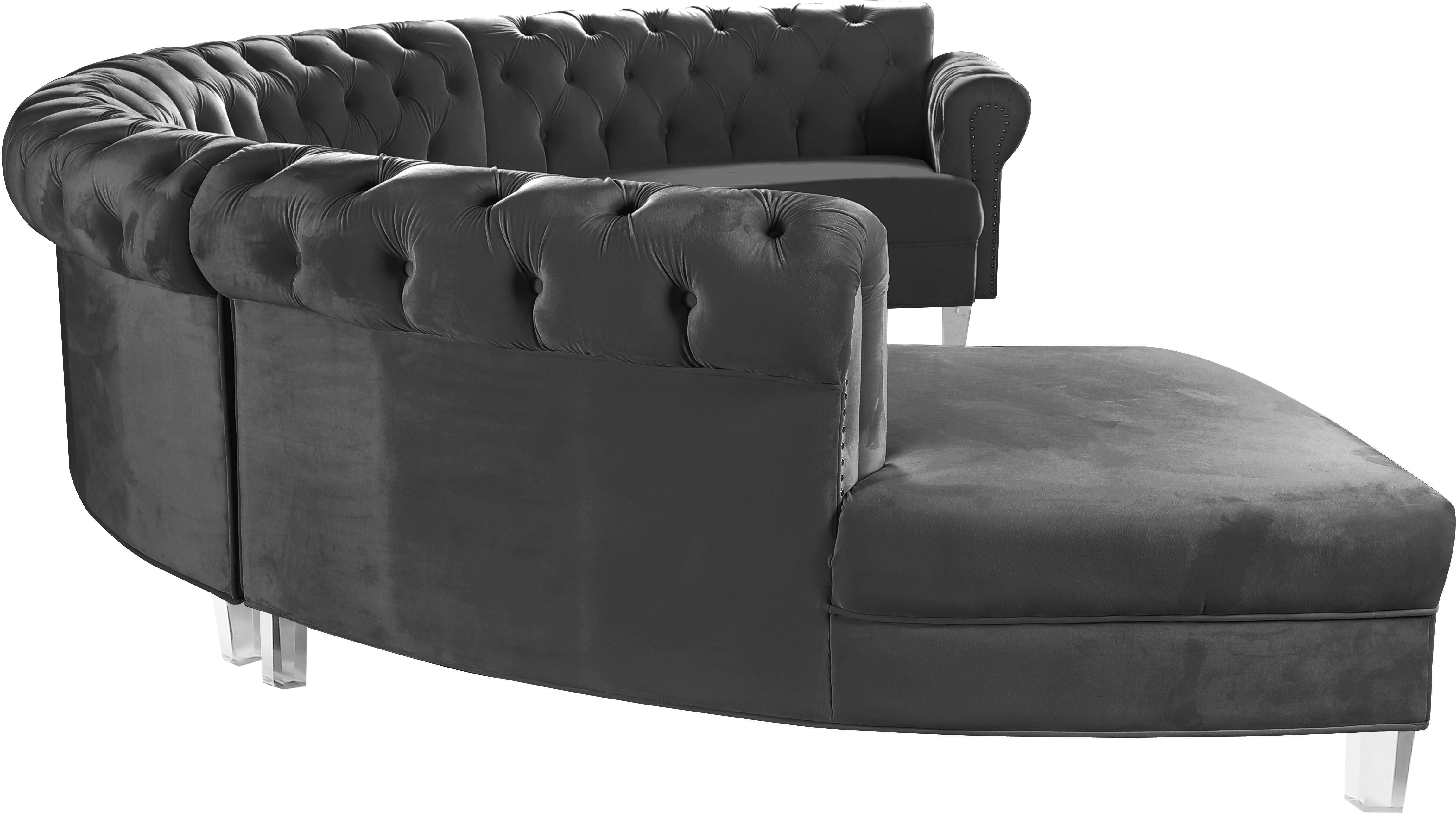 Anabella Grey Velvet 4pc. Sectional