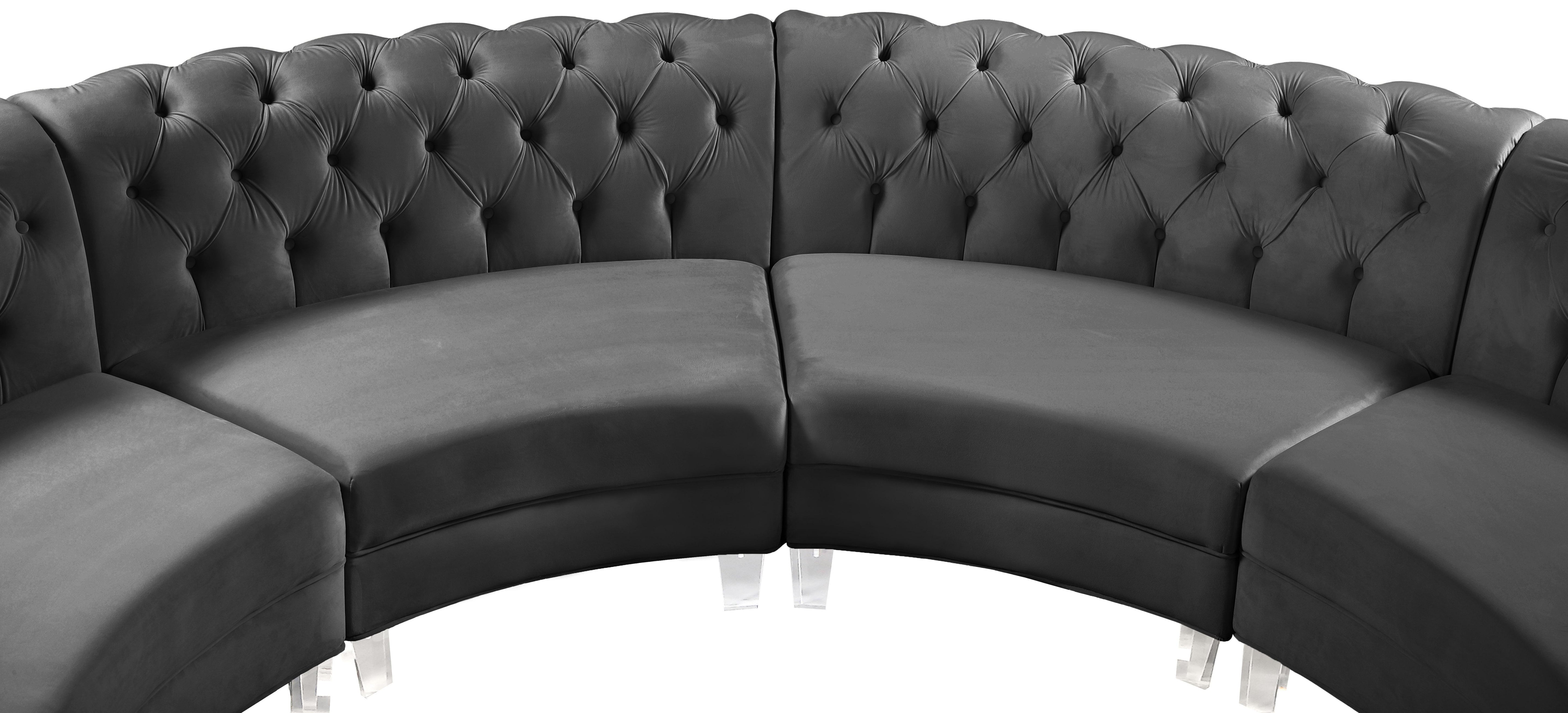 Anabella Grey Velvet 4pc. Sectional