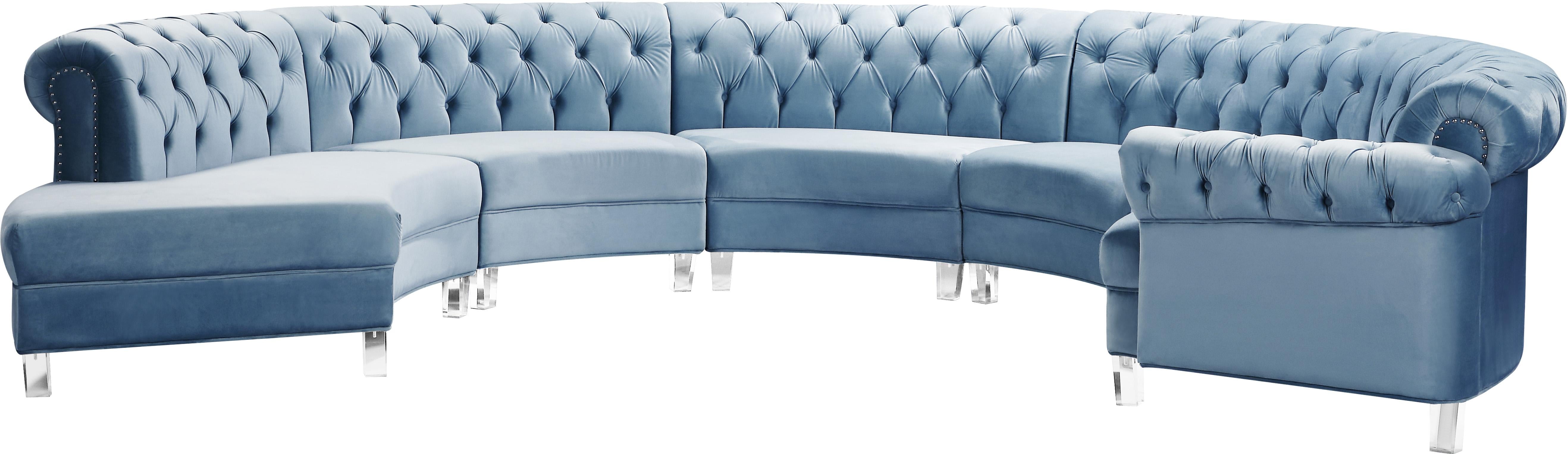 Anabella Sky Blue Velvet 5pc. Sectional image