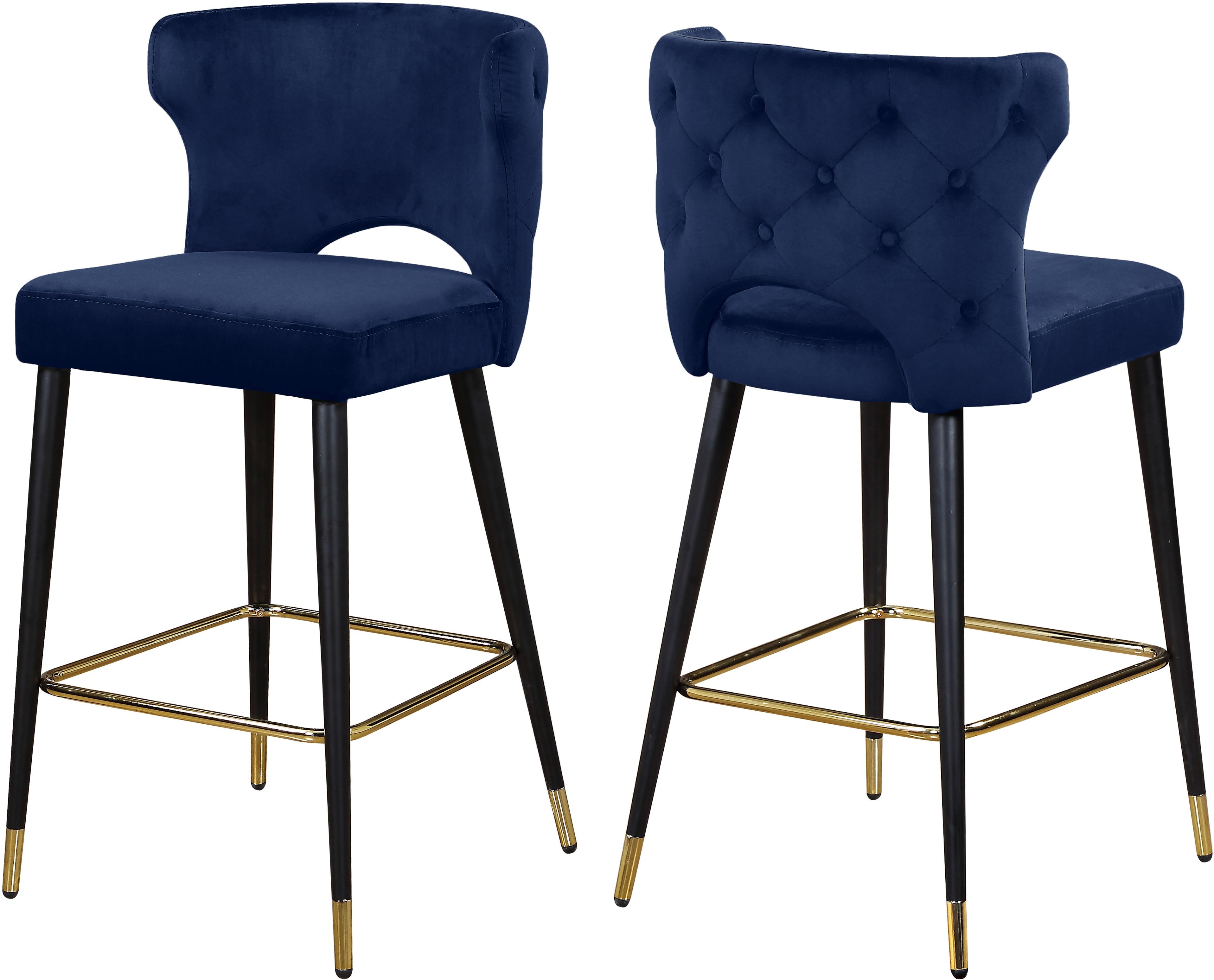 Kelly Navy Velvet Stool image