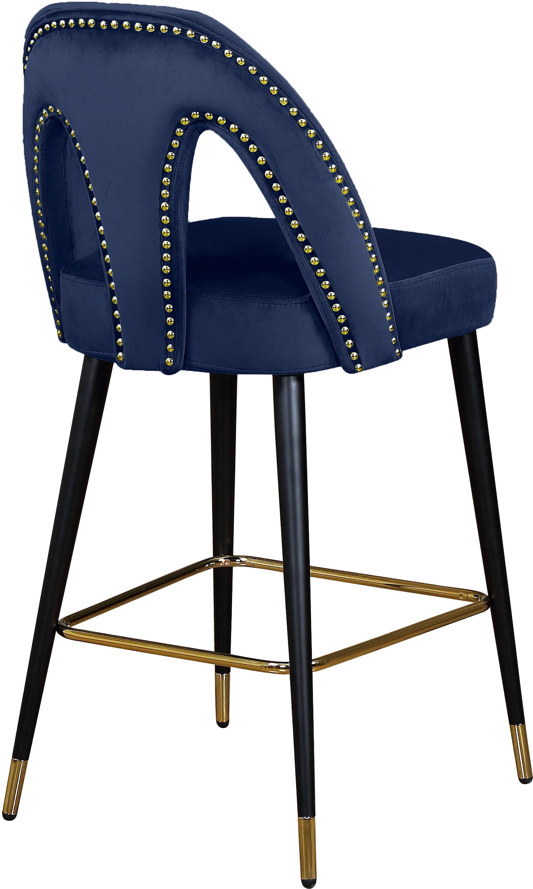 Akoya Navy Velvet Stool