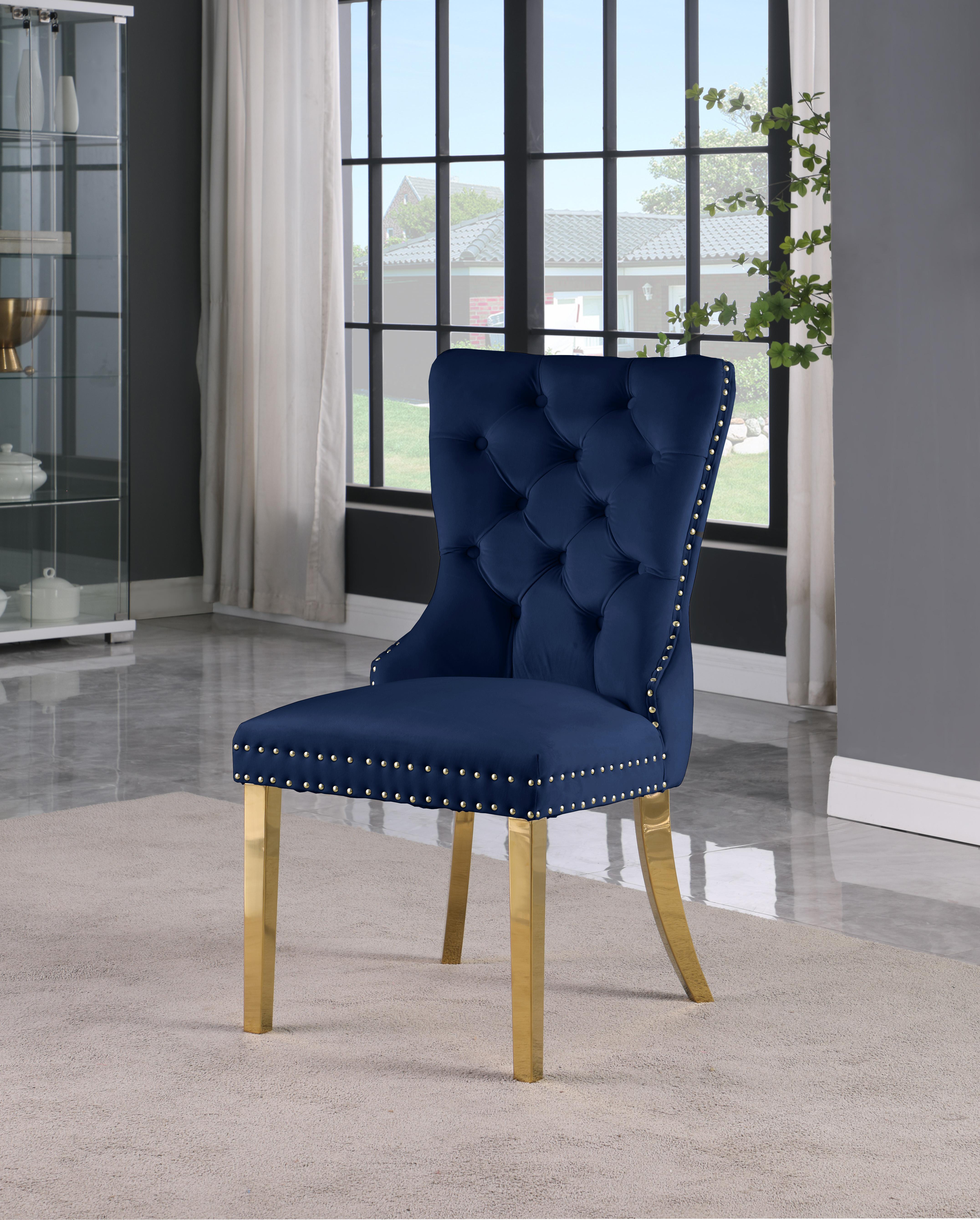 Carmen Navy Velvet Dining Chairs (2)