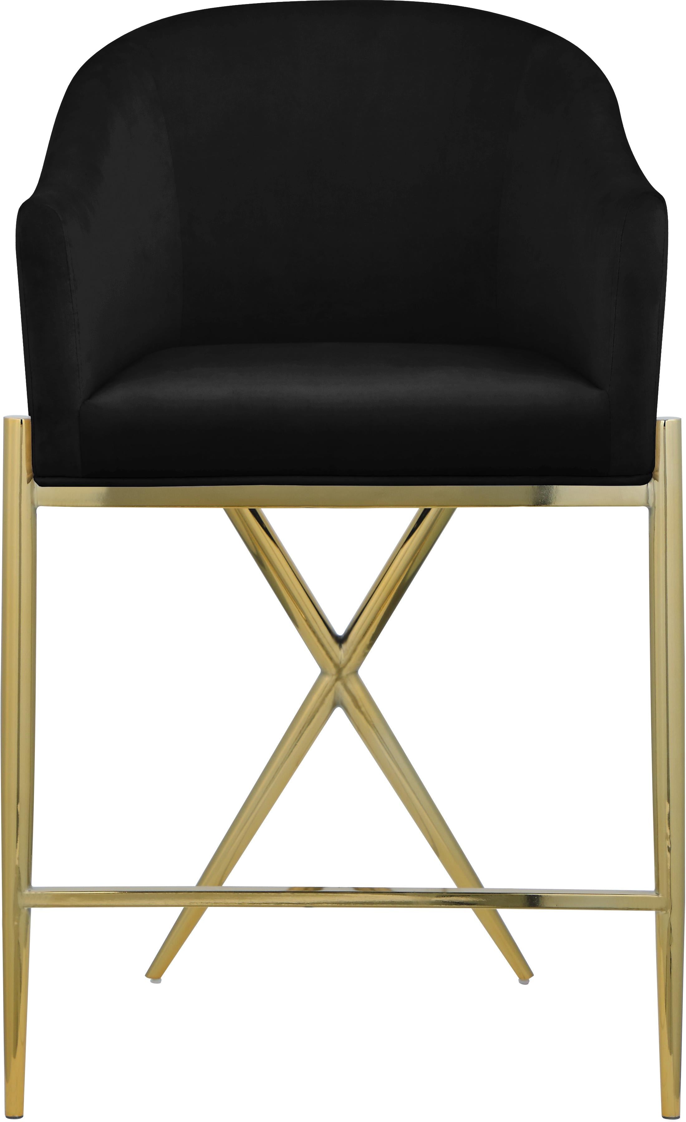 Xavier Black Velvet Counter Stool