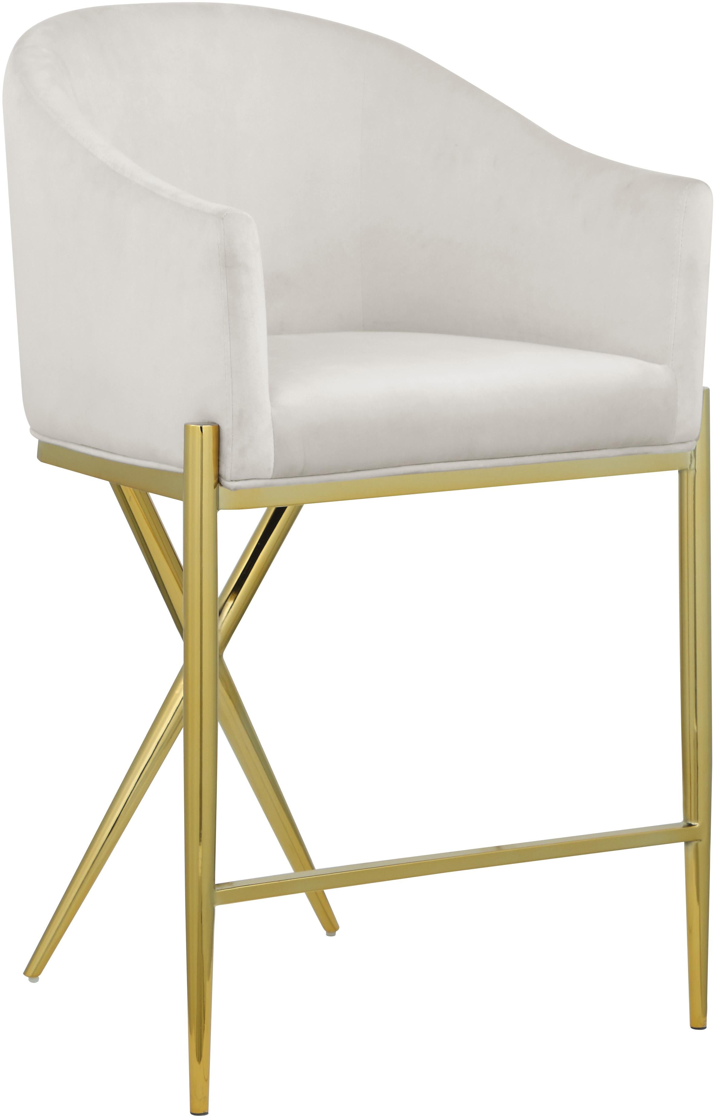 Xavier Cream Velvet Counter Stool