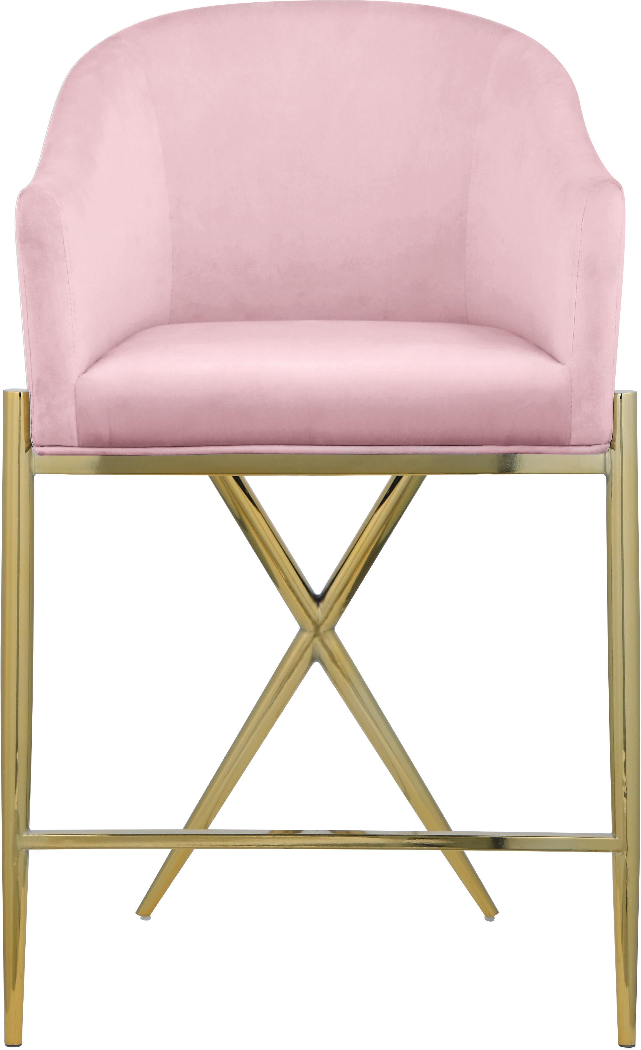 Xavier Pink Velvet Counter Stool