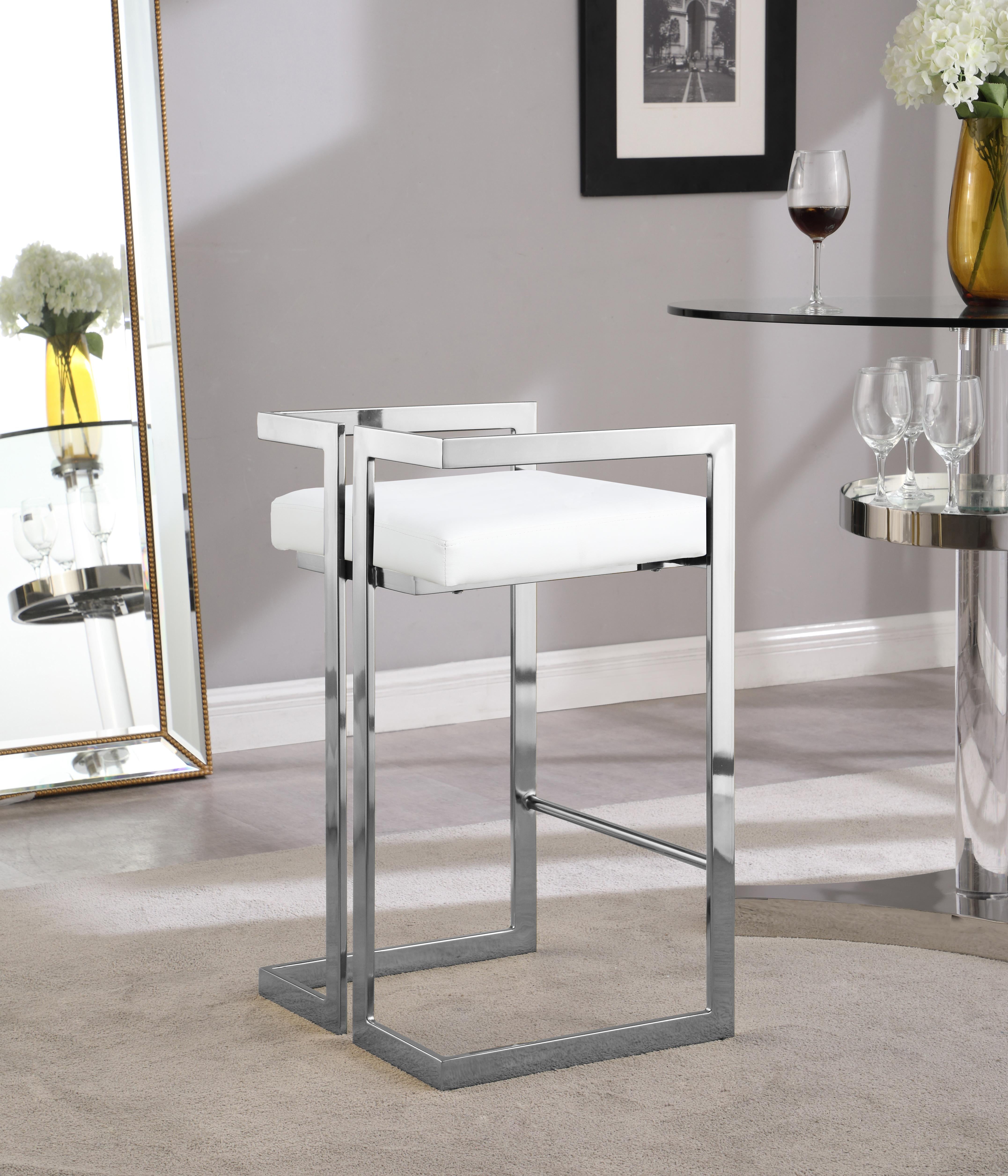 Ezra White Faux Leather Stool