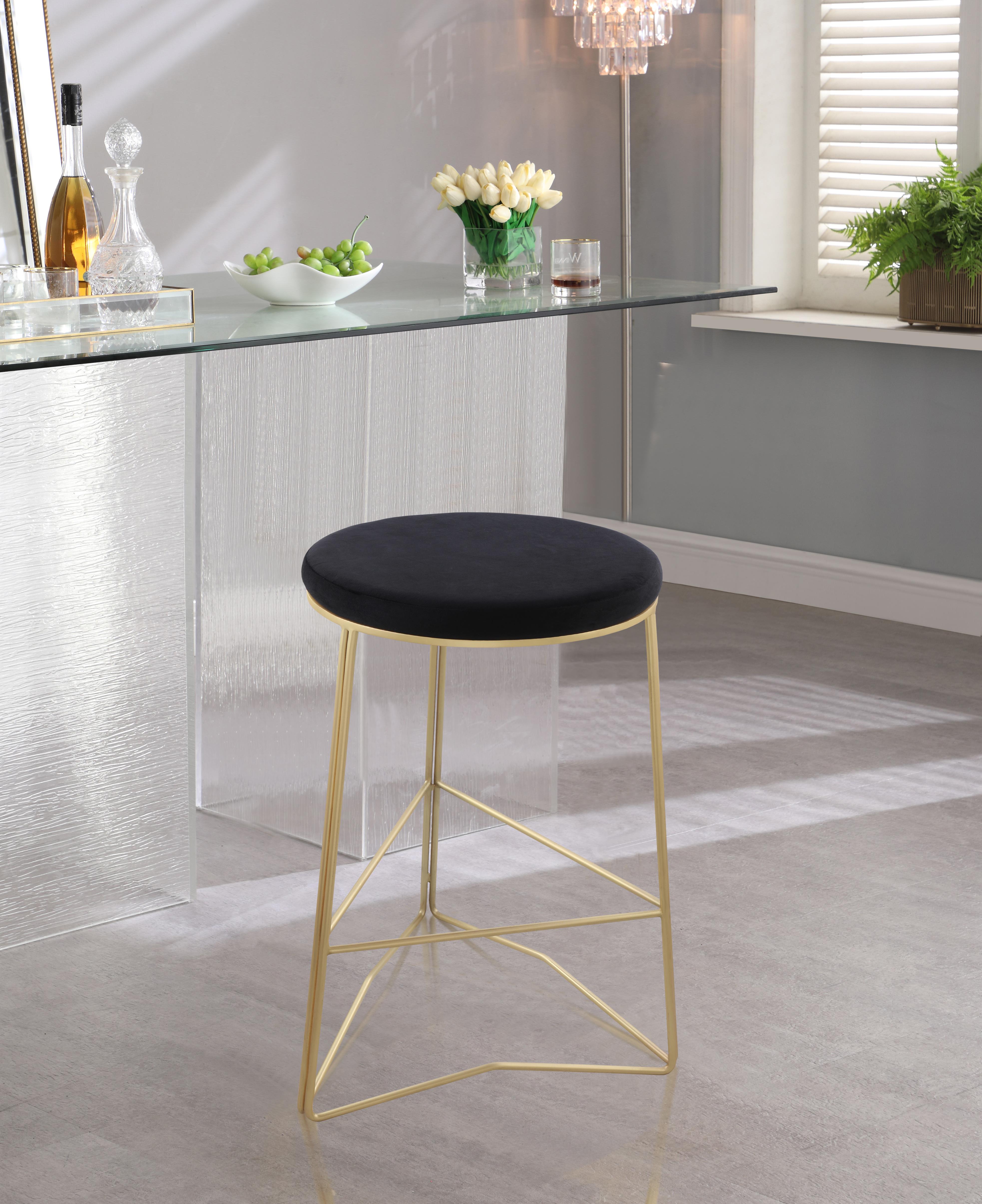 Tres Black Velvet Counter Stool