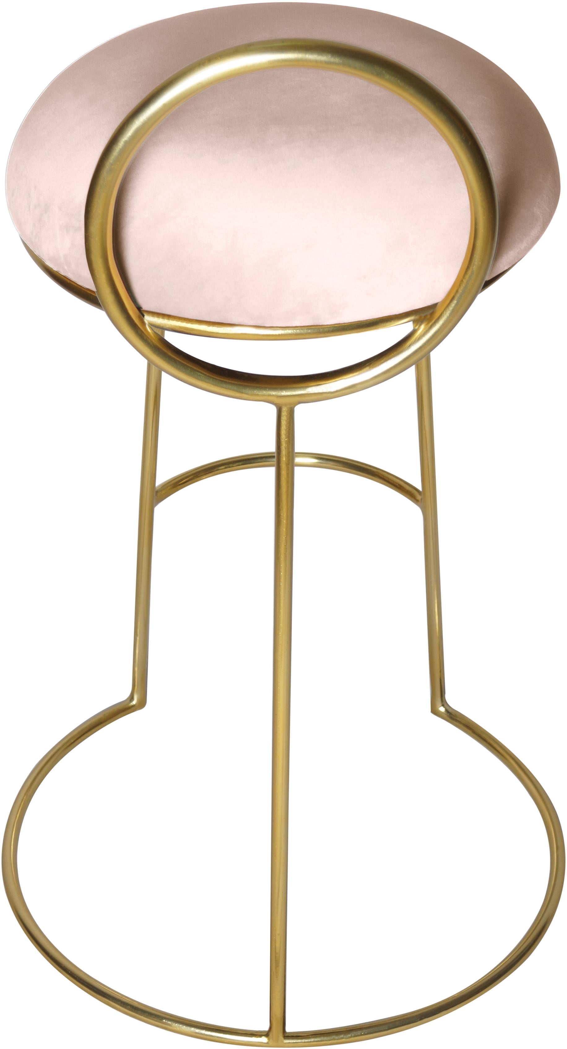 Ring Pink Velvet Counter Stool