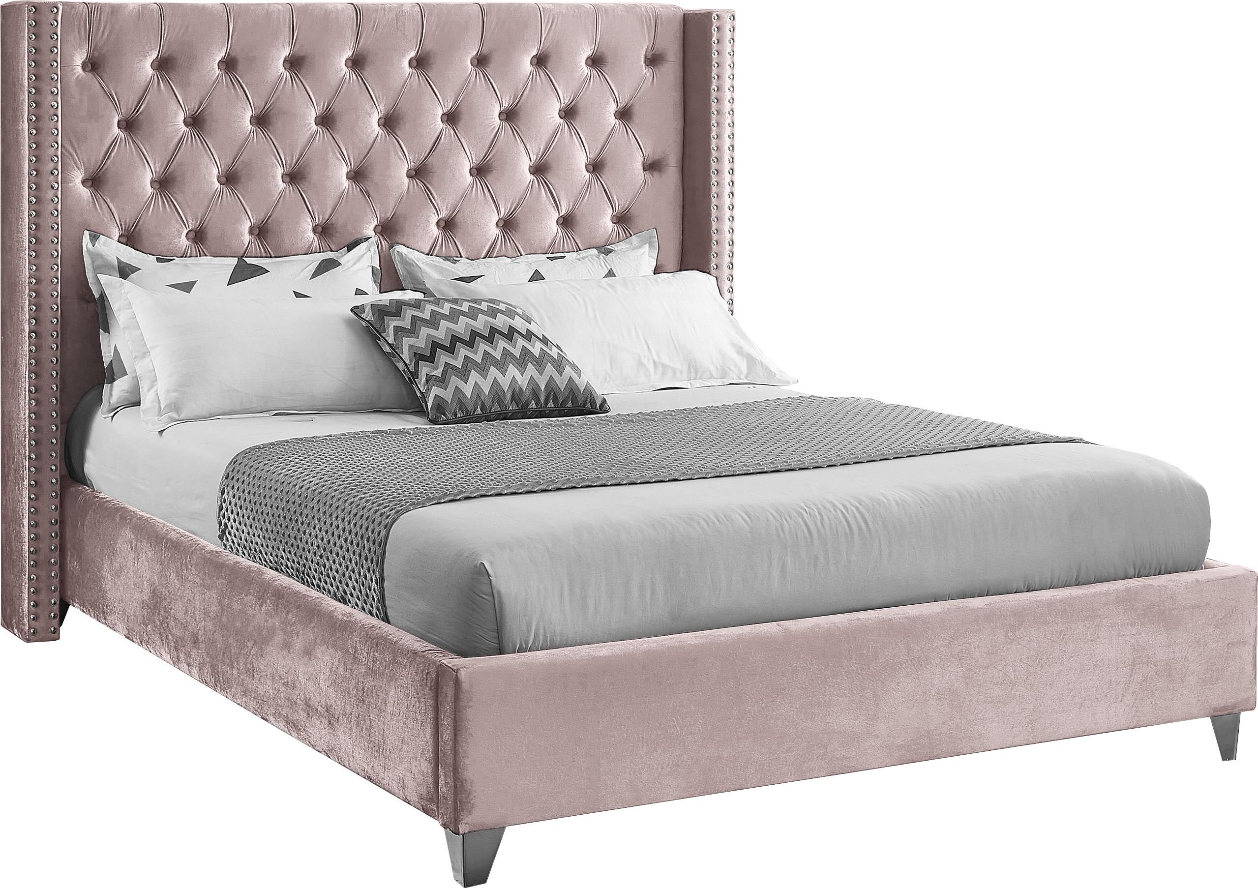 Aiden Pink Velvet Full Bed image