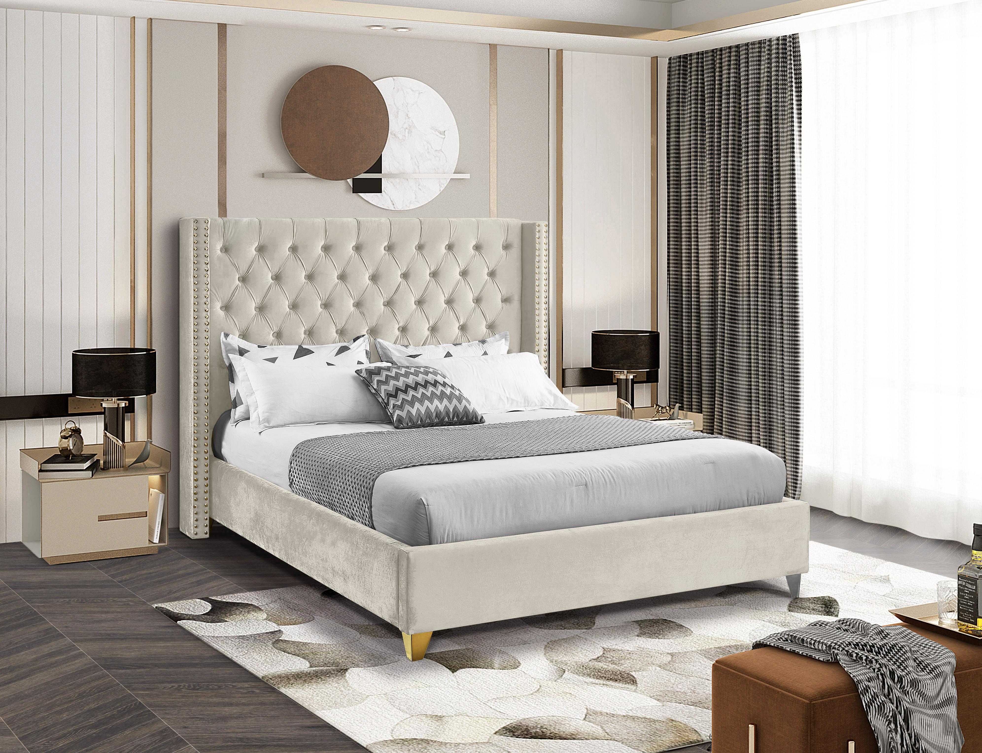 Barolo Cream Velvet Full Bed