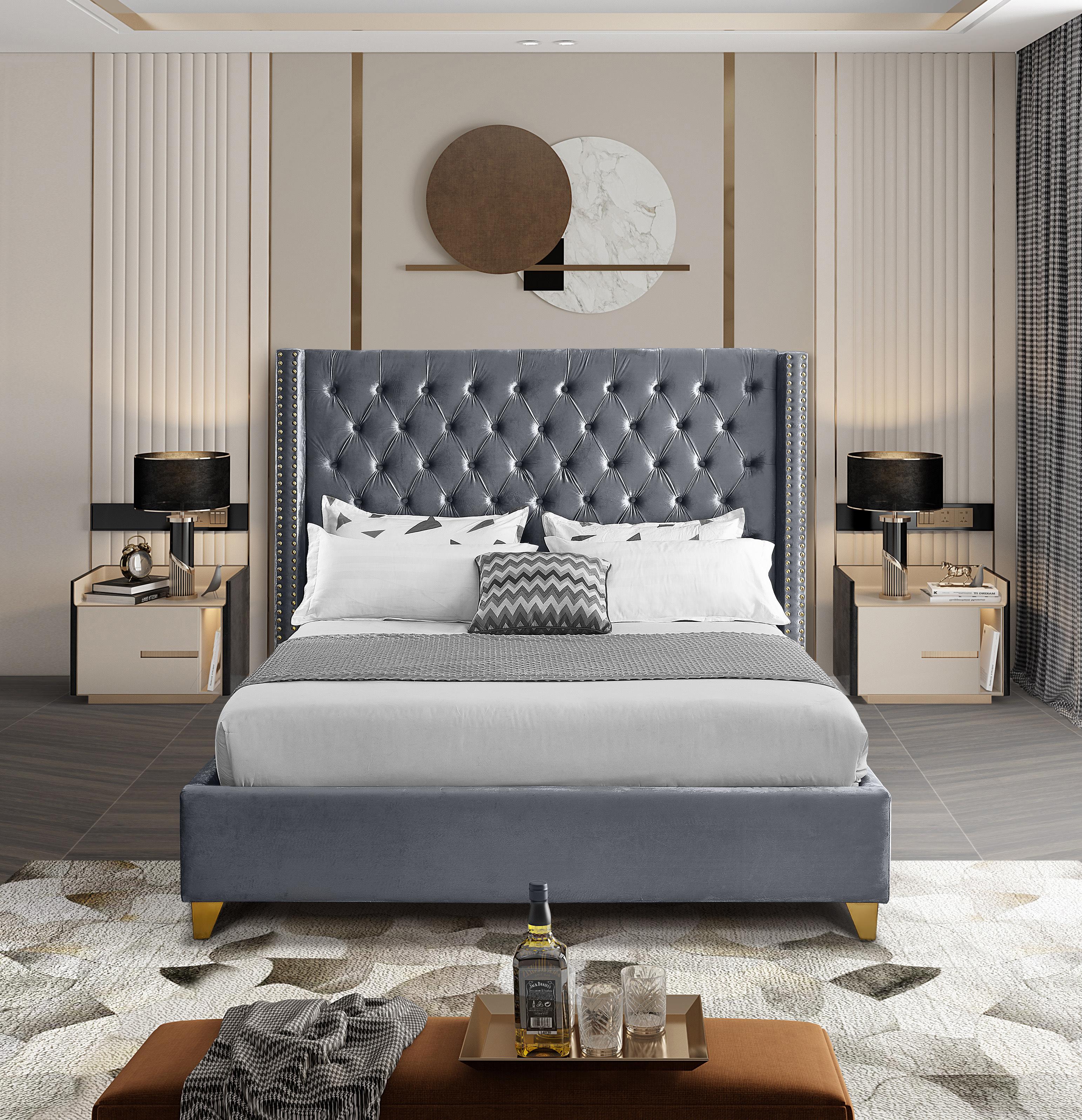 Barolo Grey Velvet Full Bed