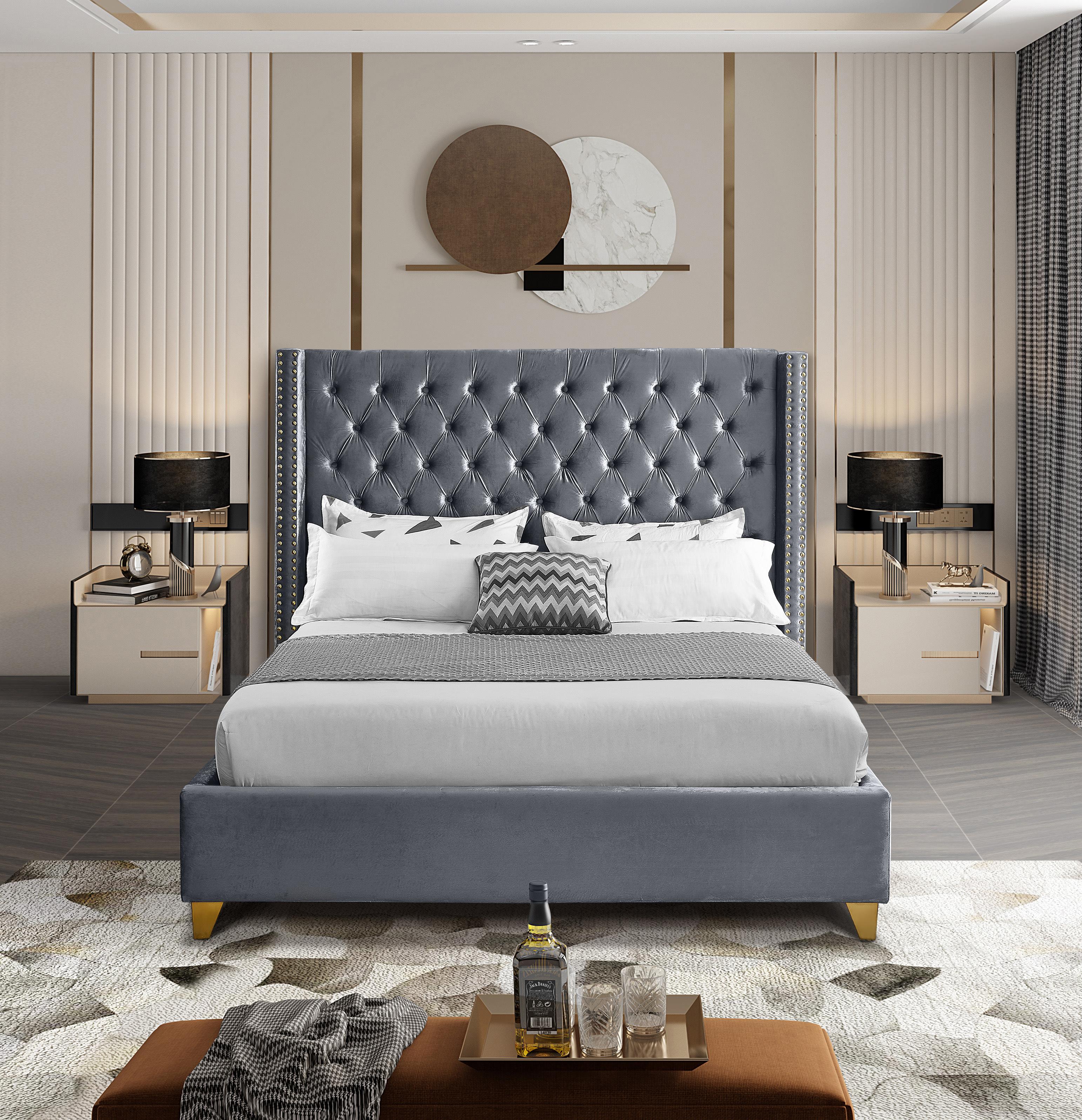 Barolo Grey Velvet King Bed