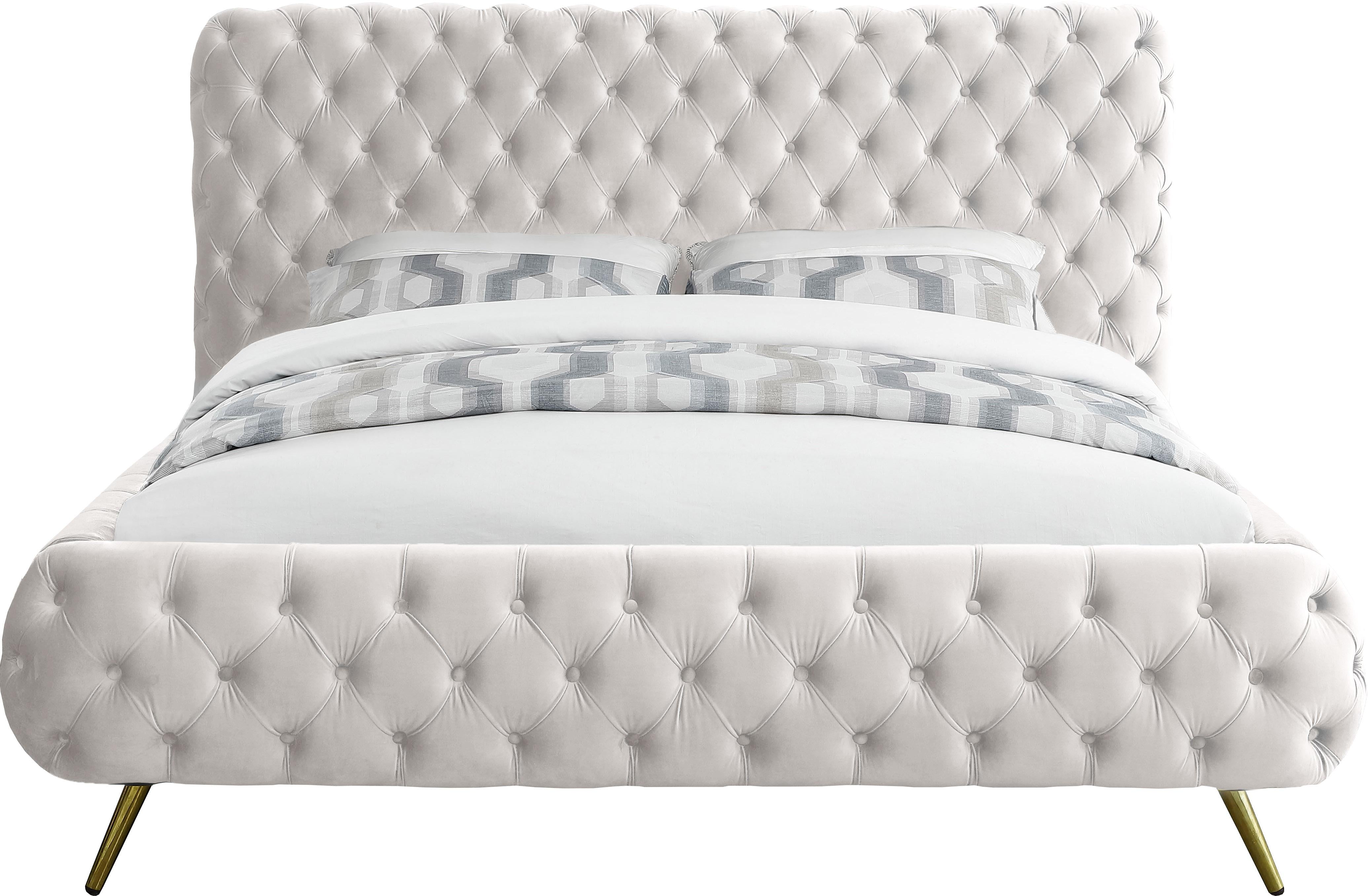 Delano Cream Velvet Queen Bed