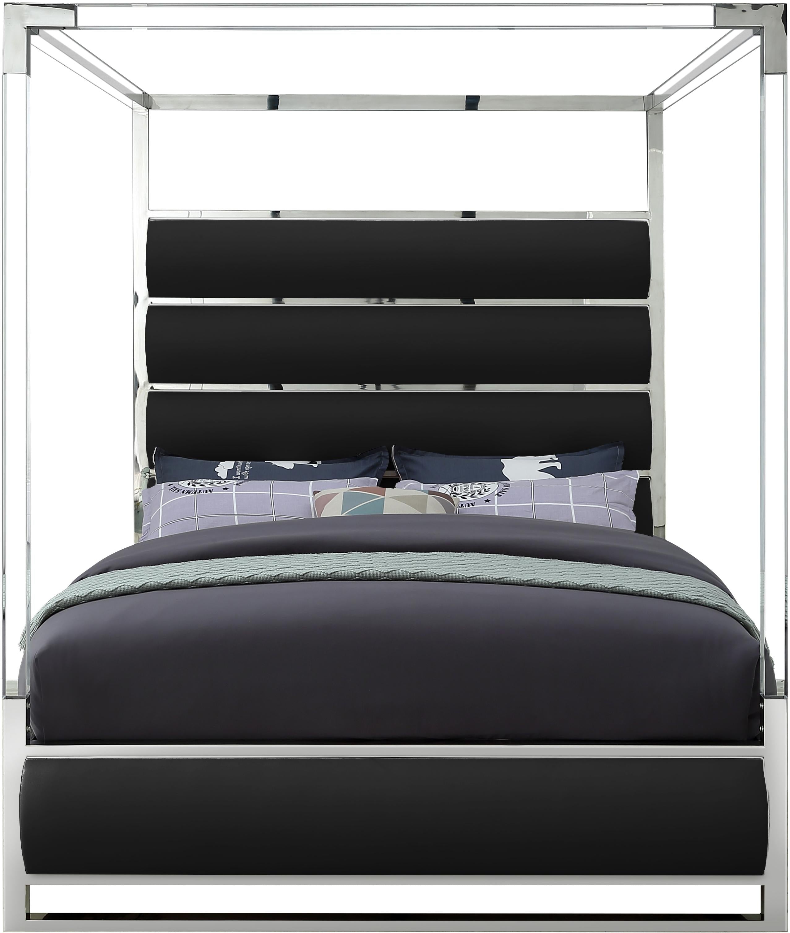 Encore Black Faux Leather King Bed (4 Boxes)