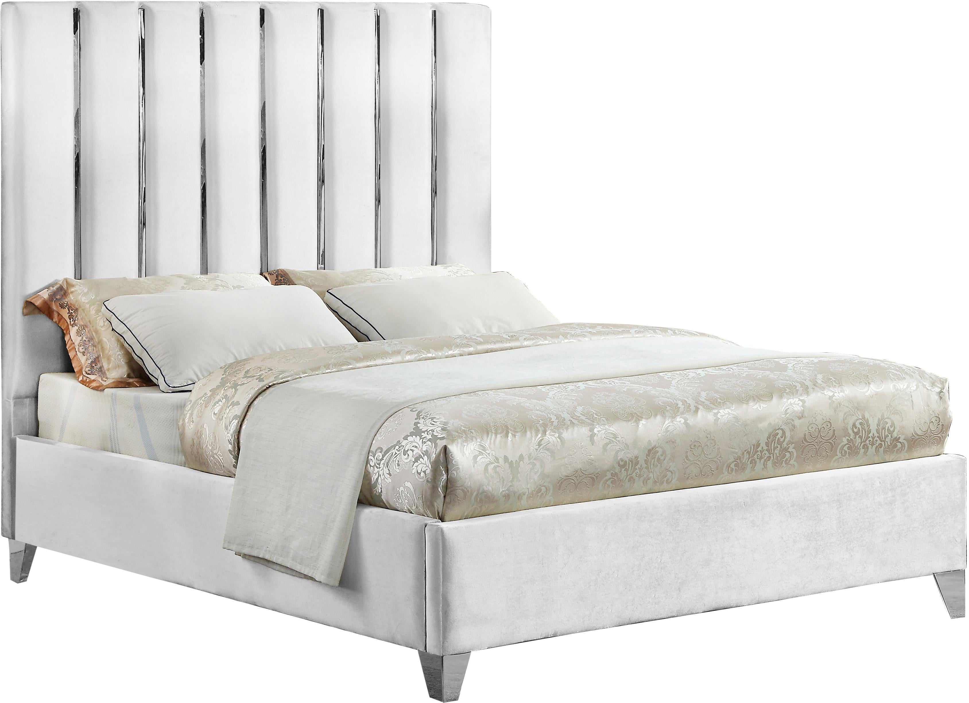 Enzo White Velvet King Bed image