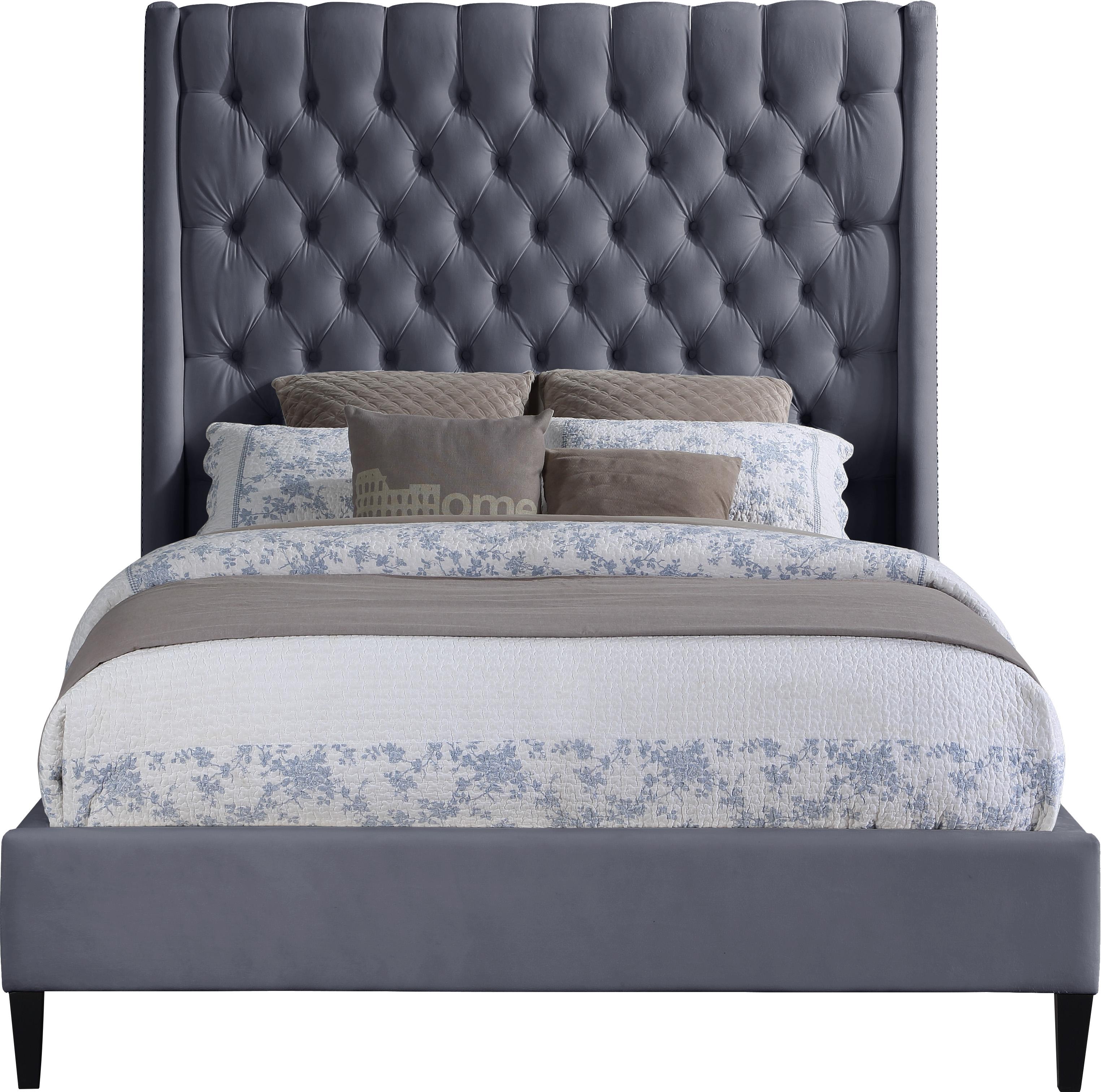 Fritz Grey Velvet Full Bed