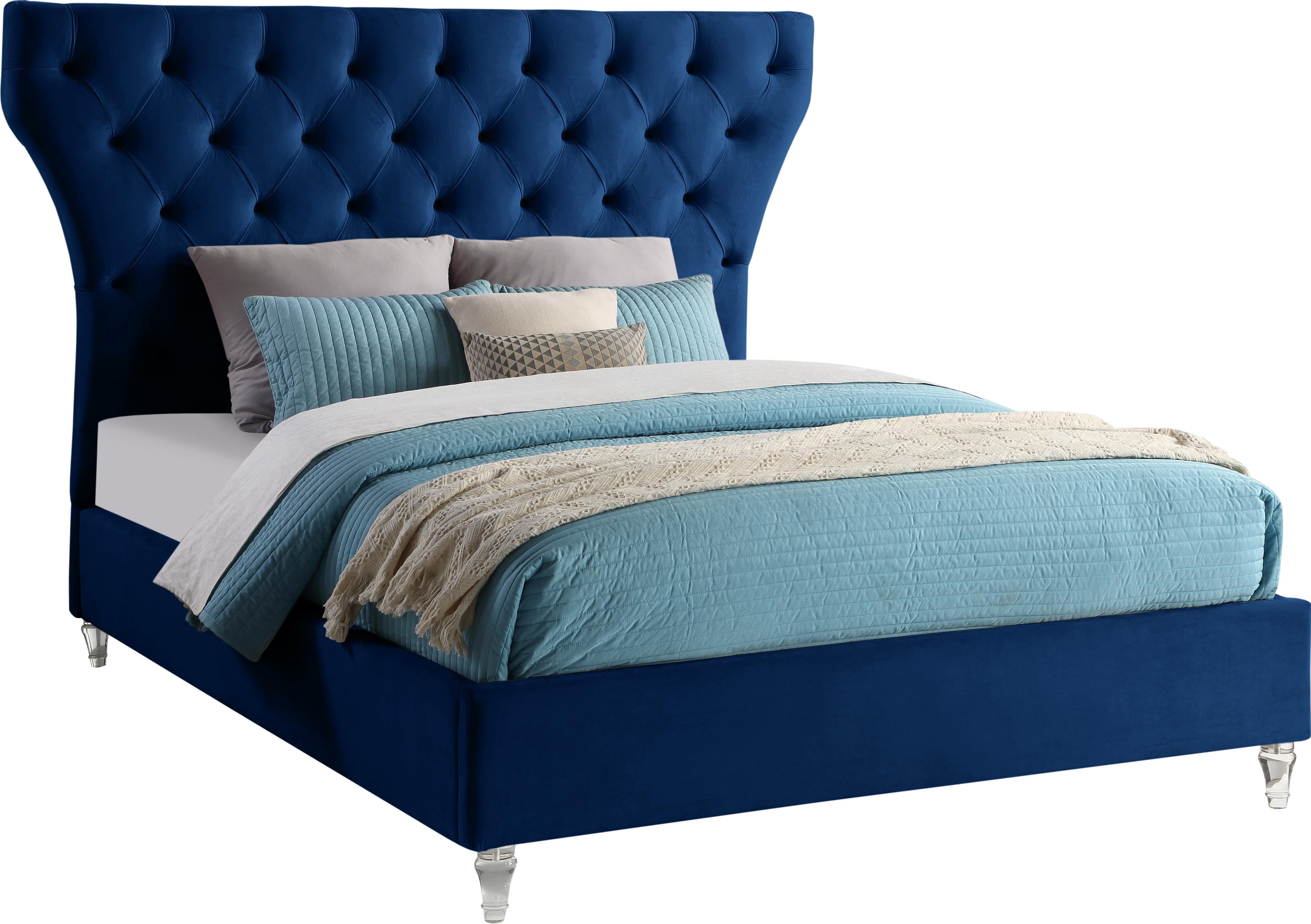 Kira Navy Velvet King Bed image